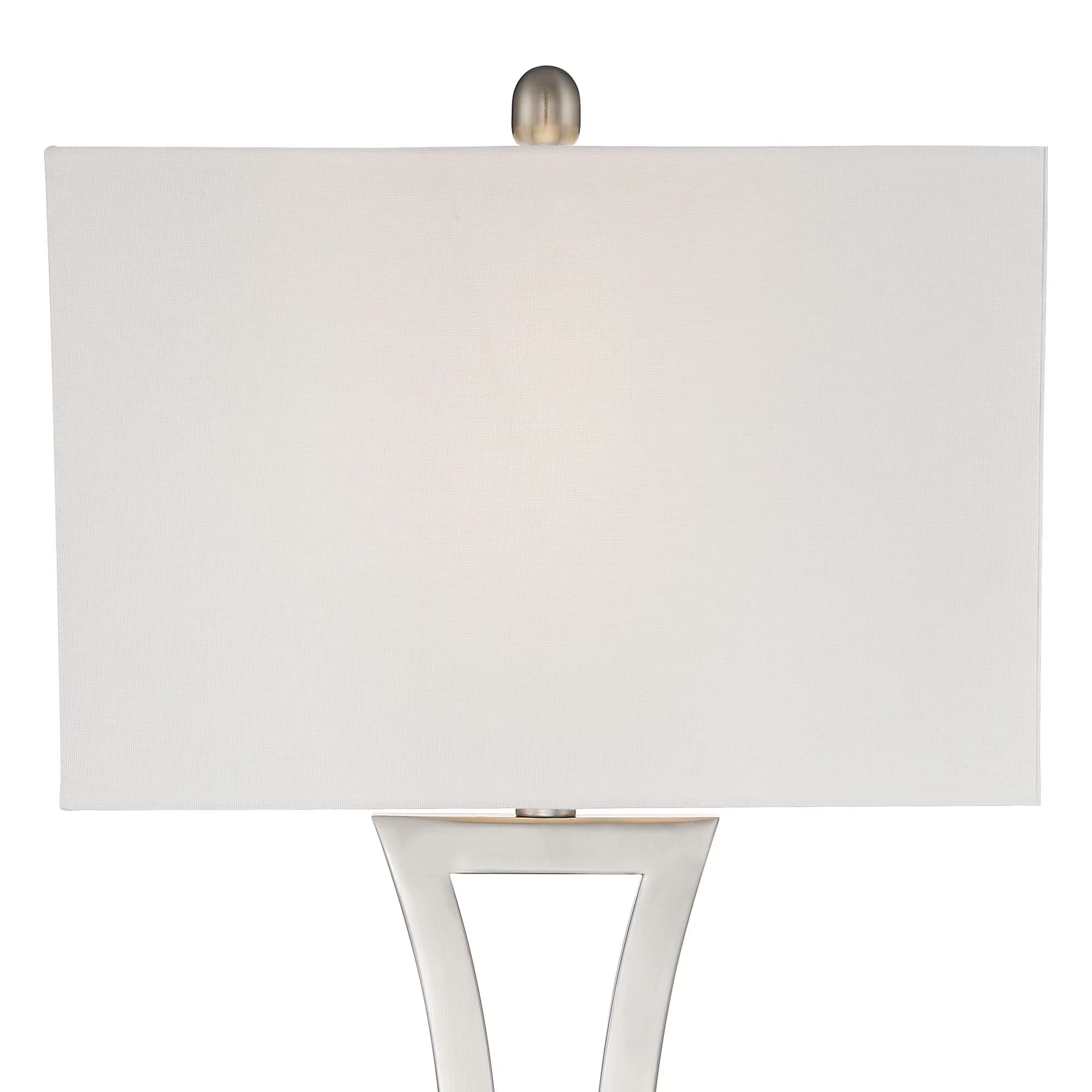 Lamp Set Versatile with Incandescent, Contemporary, Roxie Modern Table Lamps of 2 - Metal Silver for Living Room, Bedroom Model CE58F7