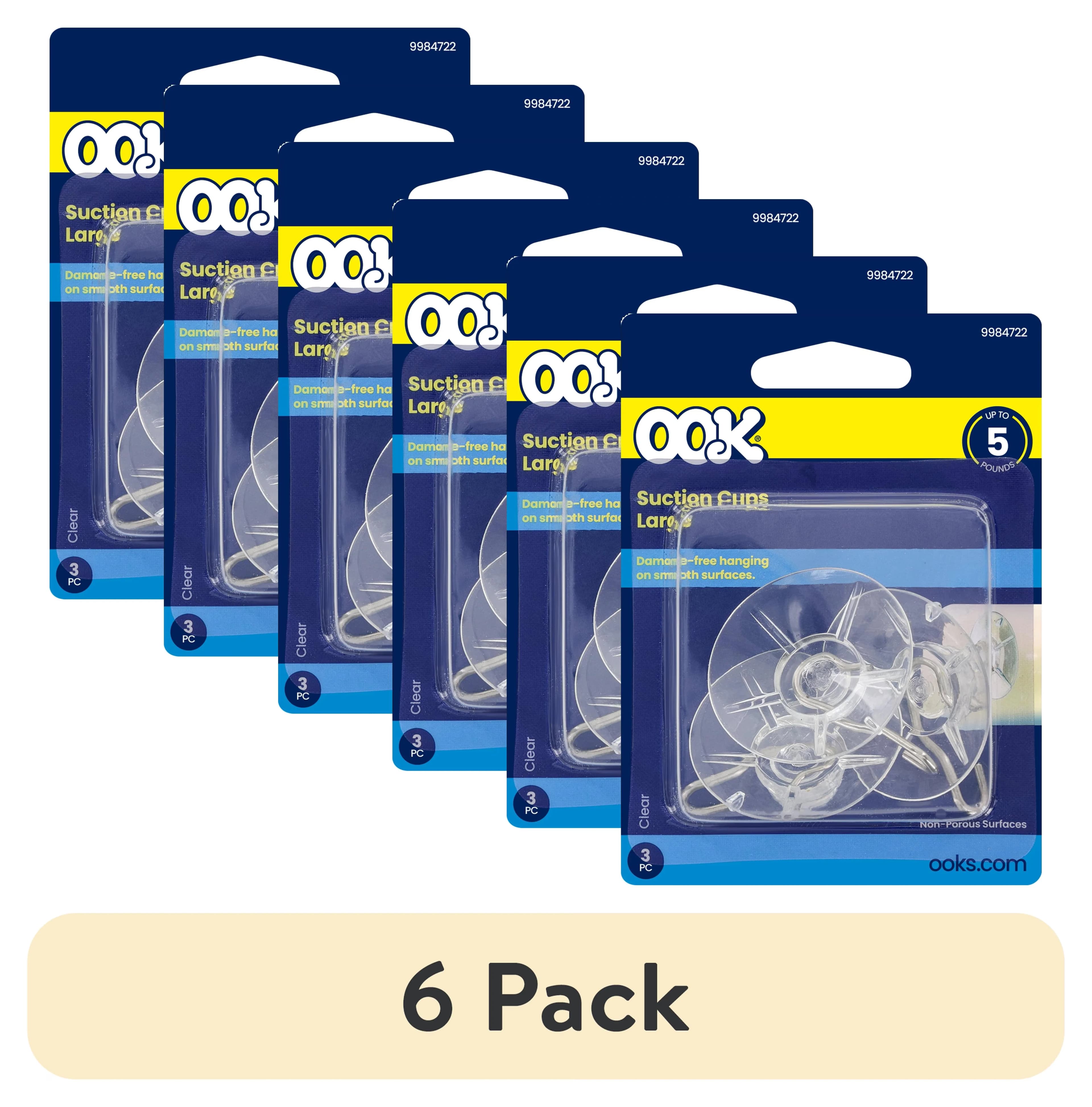 Classic Damage-Free Hanging with Easy Installation, Suction Cup Hangers - Clear Plastic Model 7BF793