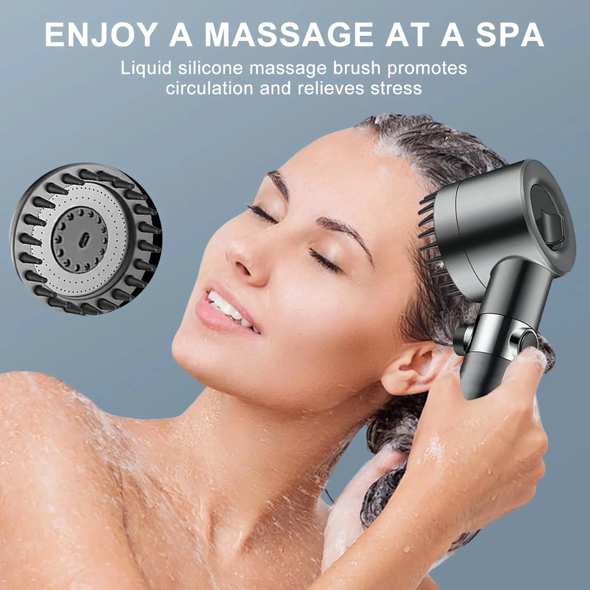 Professional Shower Head with Portable, Detachable, Filtered - Abs Silver Model 71E432