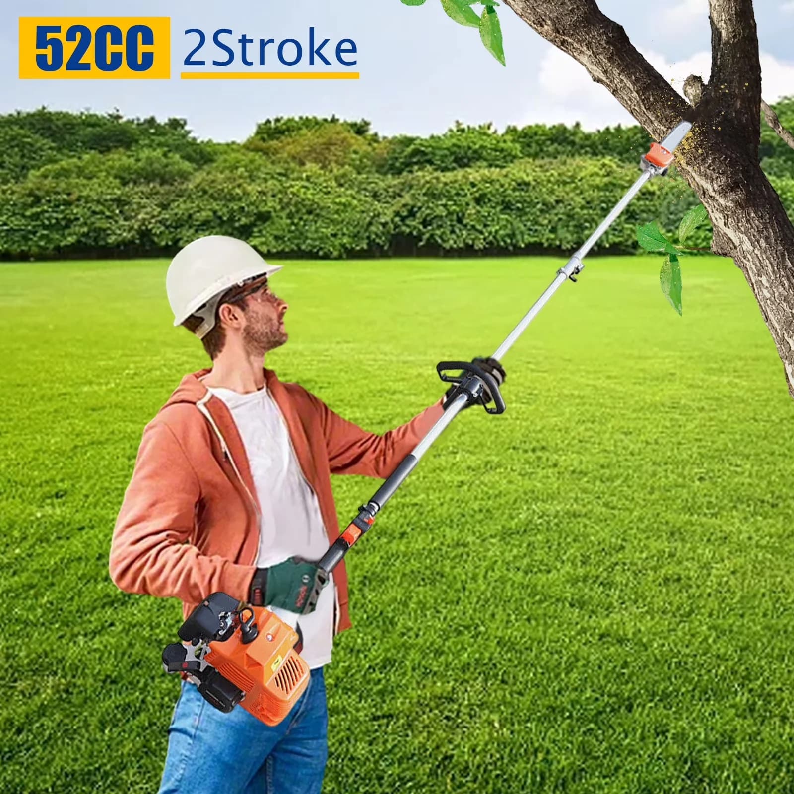 Sleek Pole Saw with Single Cylinder Air-Cooled, Low Fuel Consumption - Orange Model 9915BB