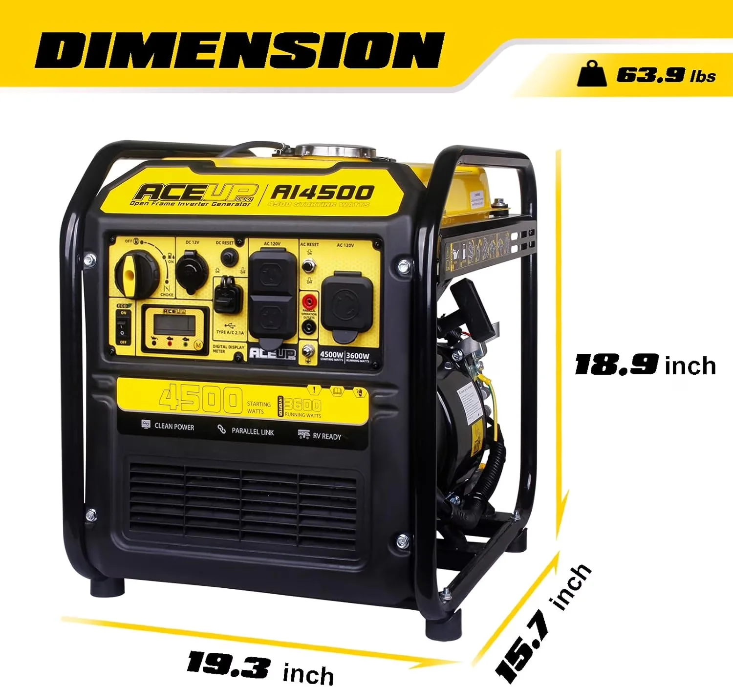 Stylish Generator with 4500W, Built-In Hour Meter, 4500 Watt Open Frame Inverter - Model B545DF