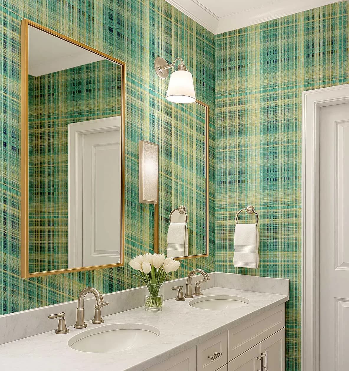 Wallpaper Stylish with Waterproof, Durable, Removable - Green Vinyl for Home Model 07B064