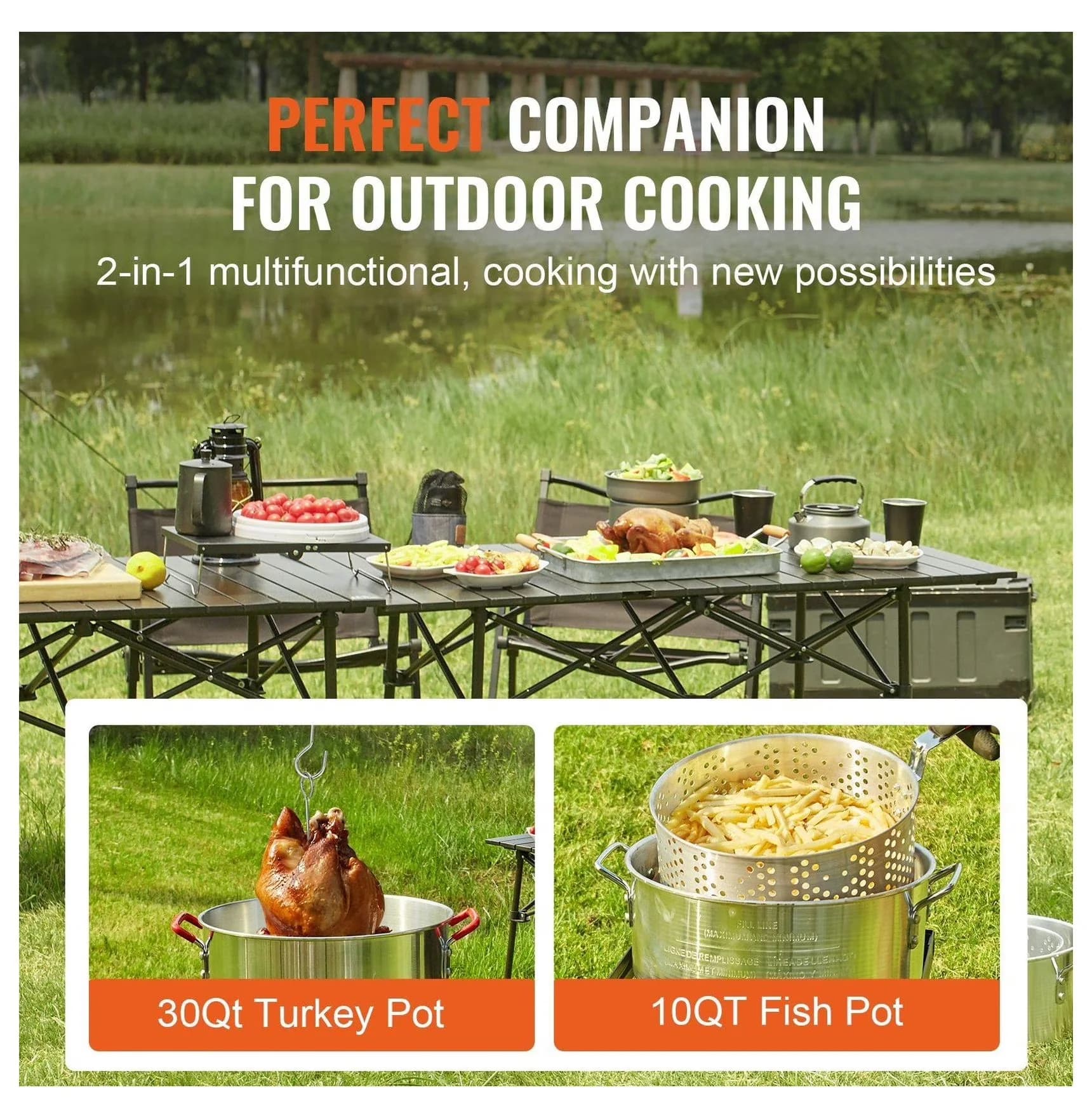Premium Outdoor Fryer with 54000 BTU, Propane Gas Boiler, Turkey Deep 30/10 Qt Set - Model 73AF8C
