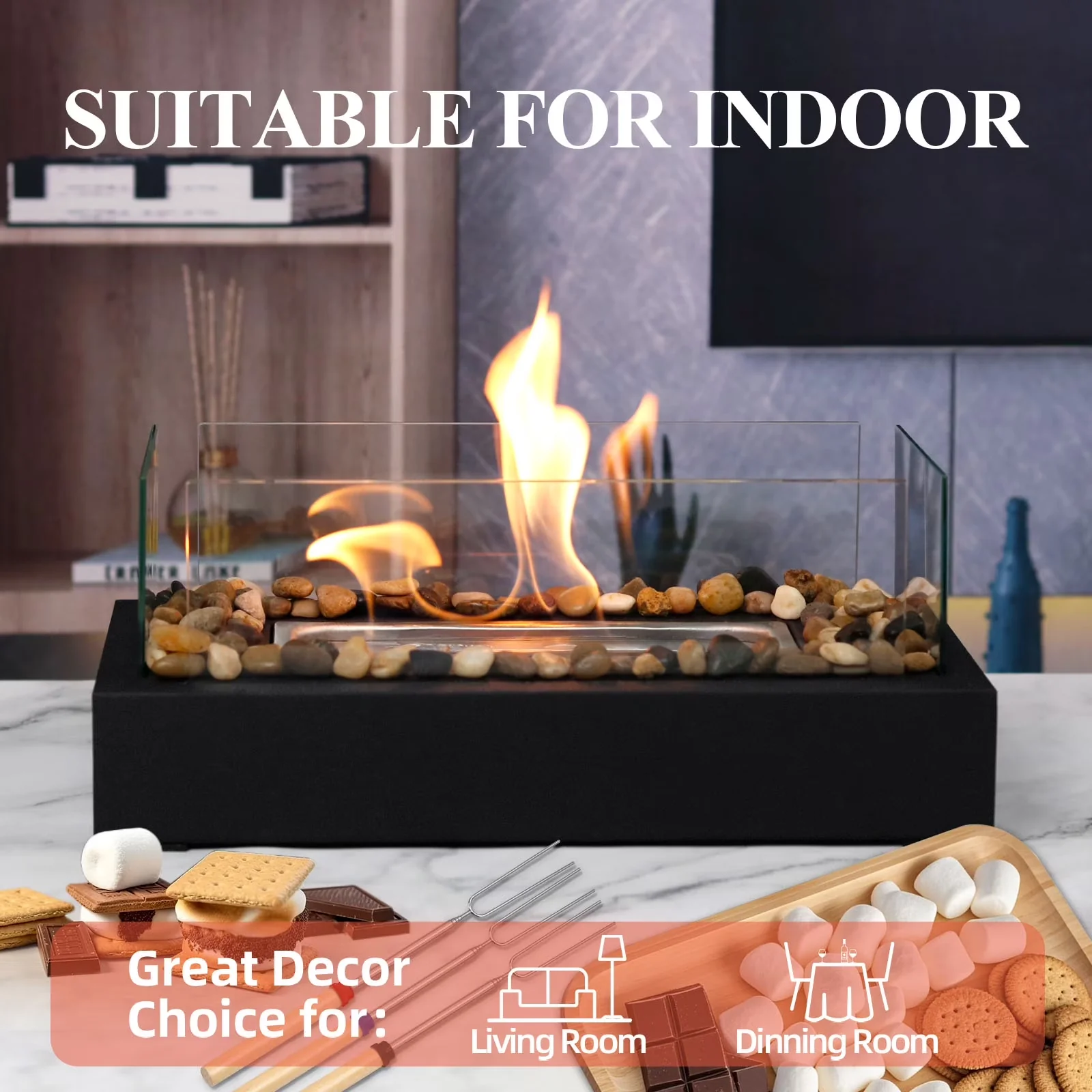 Outdoor Heating Stylish with Smores Maker Kit - Metal,Glass for Indoor, Outdoor Model 743973