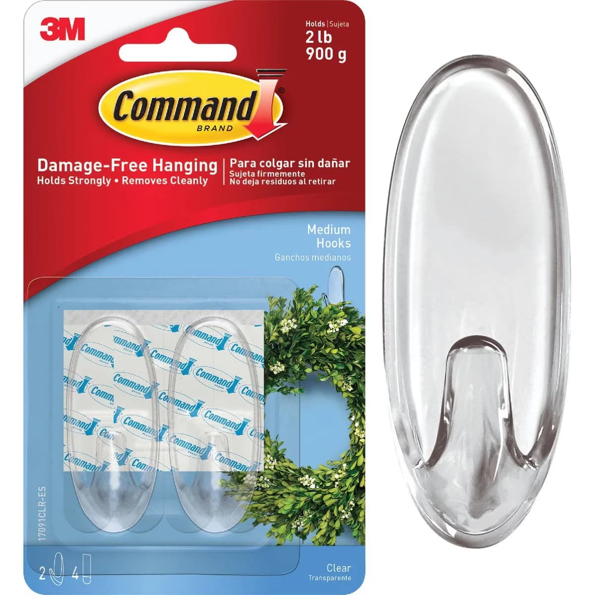 Quality Damage-Free Hanging with Easy Installation, Reusable, Hooks K9FG - Clear M Model EDC2FF