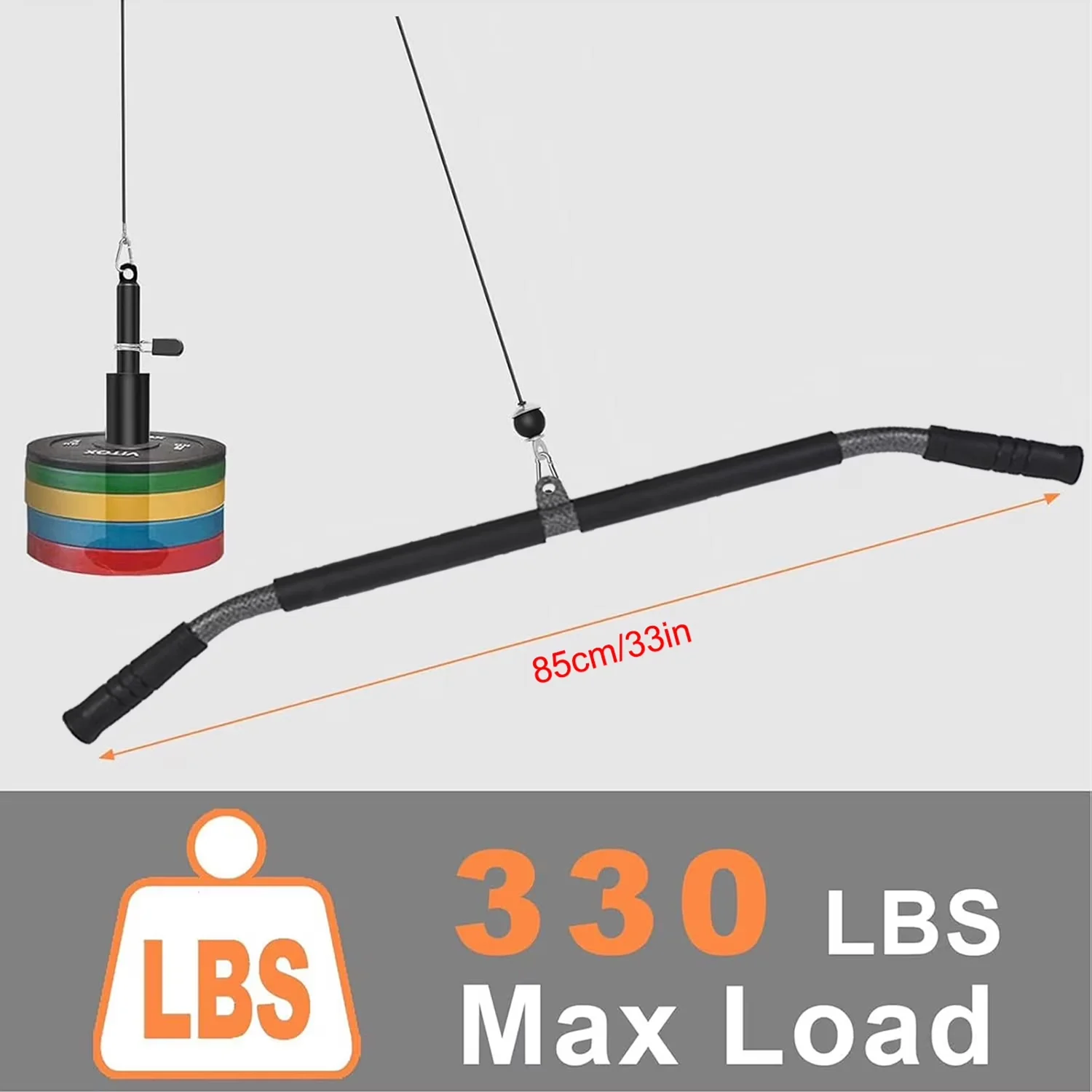 Professional Home Gym Accessory with Heavy Duty, LAT Pulldown Bar Handle Wide - Pvc+Iron Black Model 42C5C7