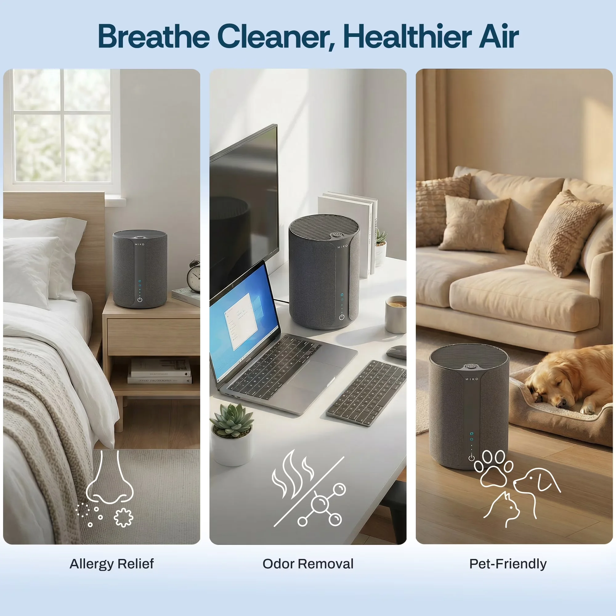 Air Purifier Professional with Cut To Fit, Replacement Filter - Abs Plastic 7.3" x 7.2" x 5.8" Model DF6B12