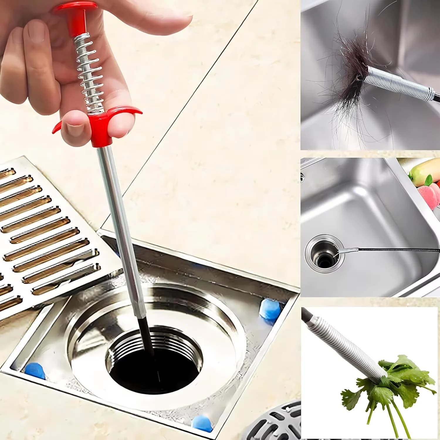 Stylish Plumbing with Bendable, Drain Snake, Gutter Cleaning Tools Drain Cleaner - Red 24" Model 052E94