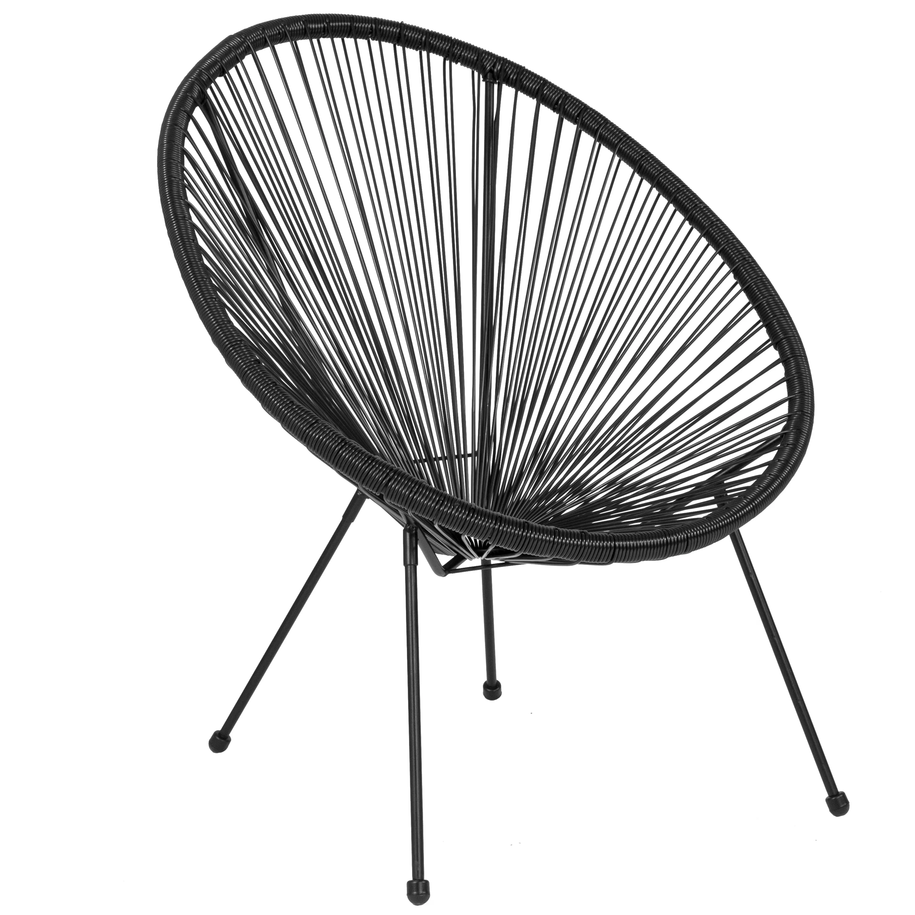Durable Patio Chair with Contemporary, Stackable, Oval Shape complements many décor styles - Steel, Rattan, Plastic: Polyethylene Black Model E14F97