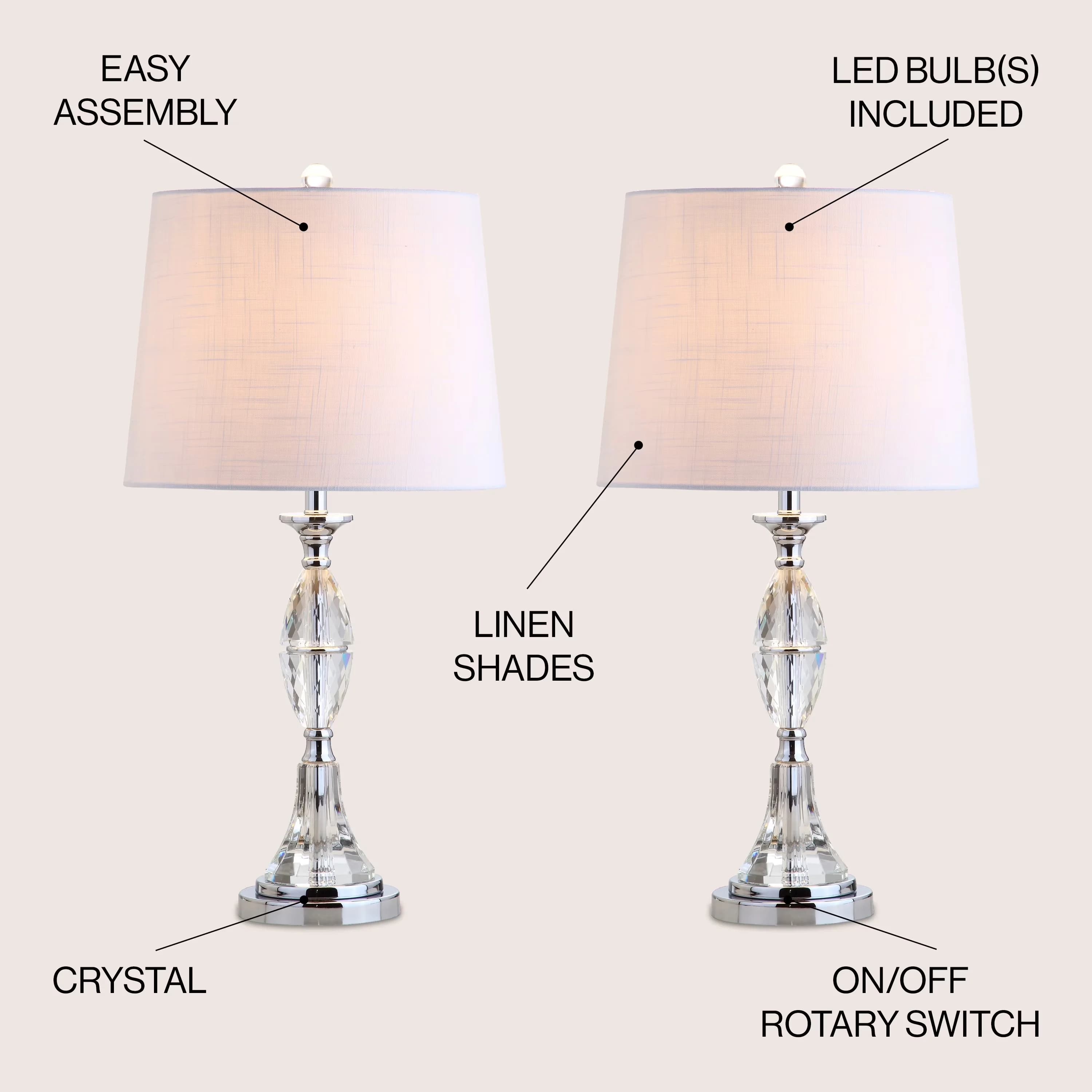 Durable Table Lamp with LED, Energy Efficient, Standard Lamps - Iron Clear Model 0A42CB
