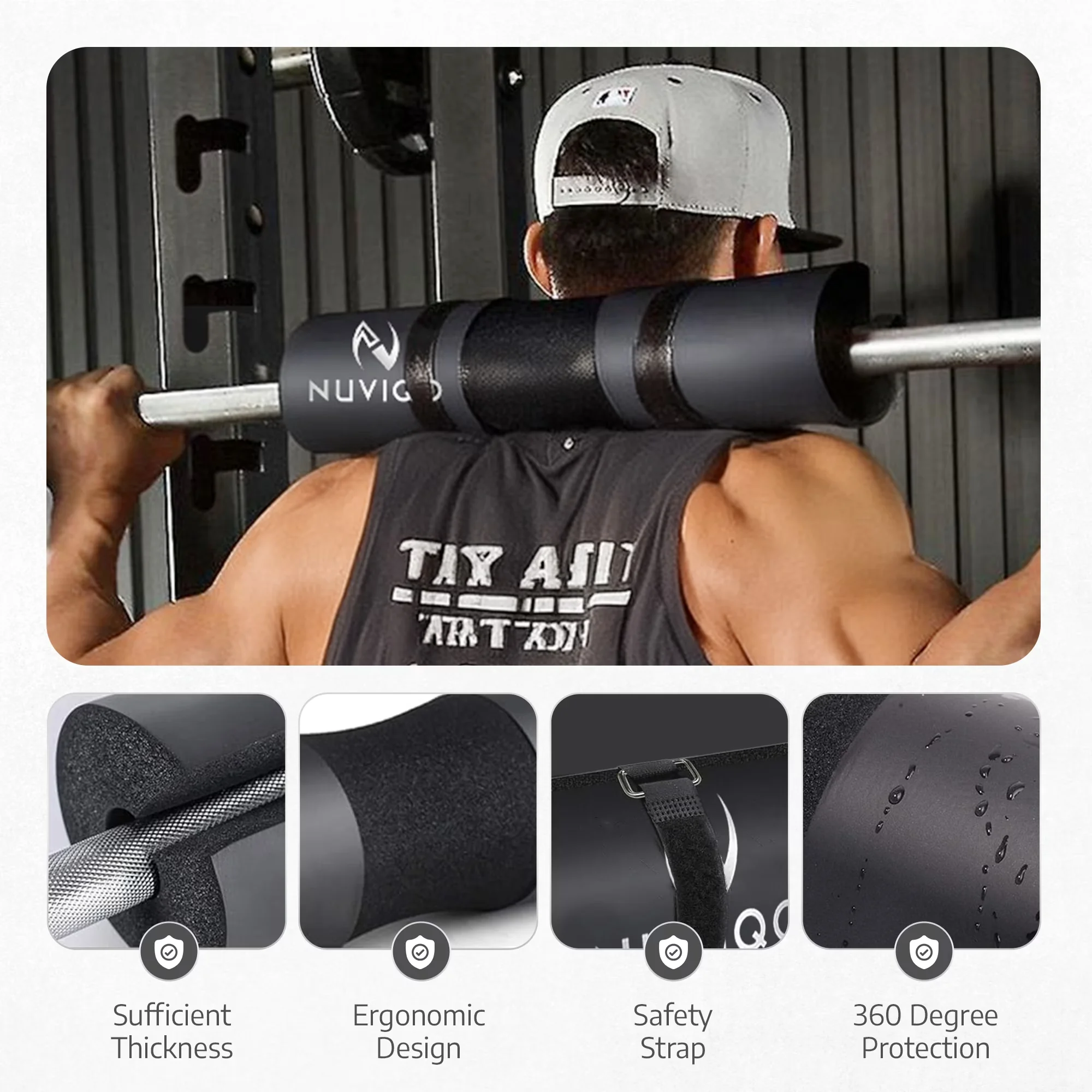 Efficient Home Gym Accessory with Anti-Slip, 2 Ankle Straps - Foam Black Model 0322B3