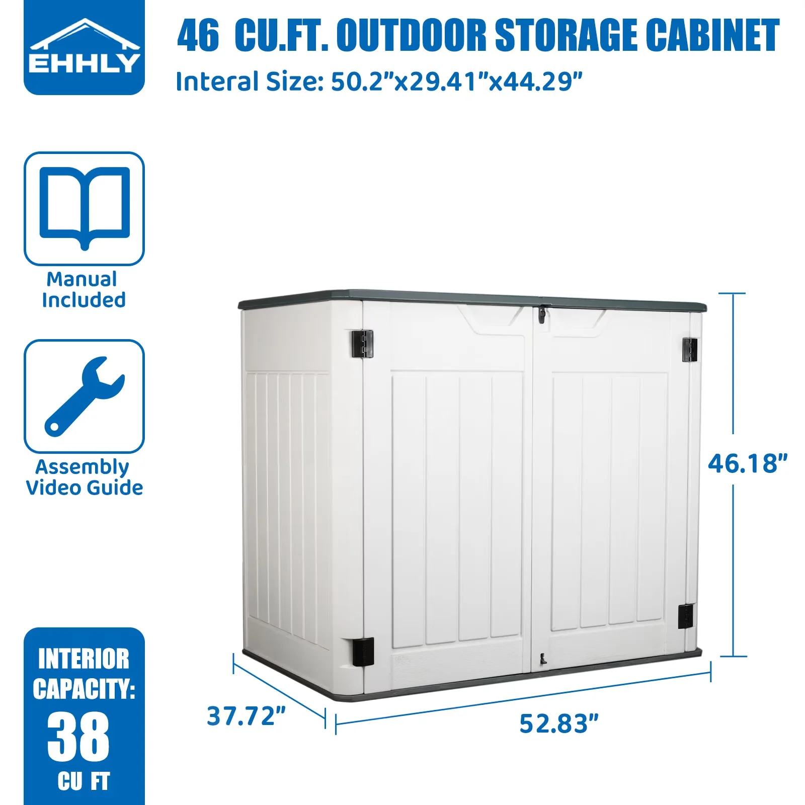 Durable Shed with Rust Resistant, Water-Resistant - High Density Polyethylene White Model 649341
