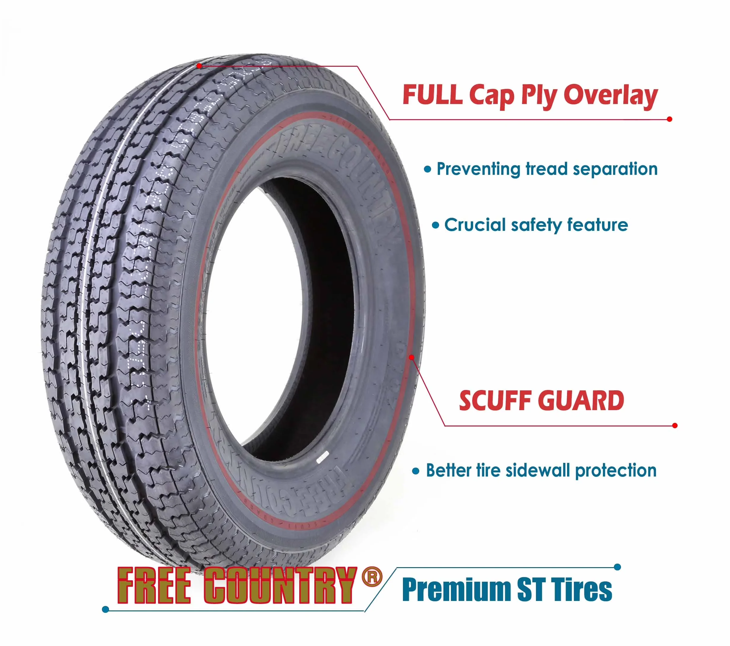 Trailer Tire Modern with Load Range: C, Pattern: VR383, Set of 4 - 75D14 Model E7D3DC
