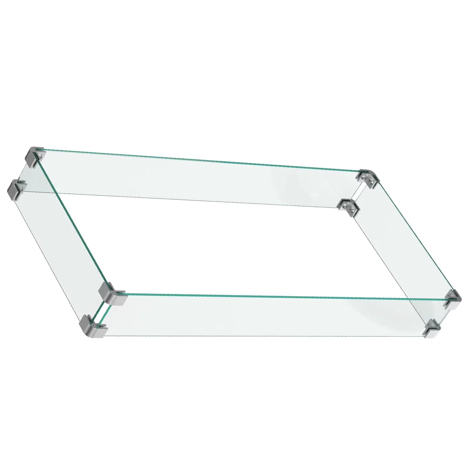 Reliable Outdoor Heating with Water-Resistant, Rectangle Fire Pit Wind Guard - Glass Model 672406