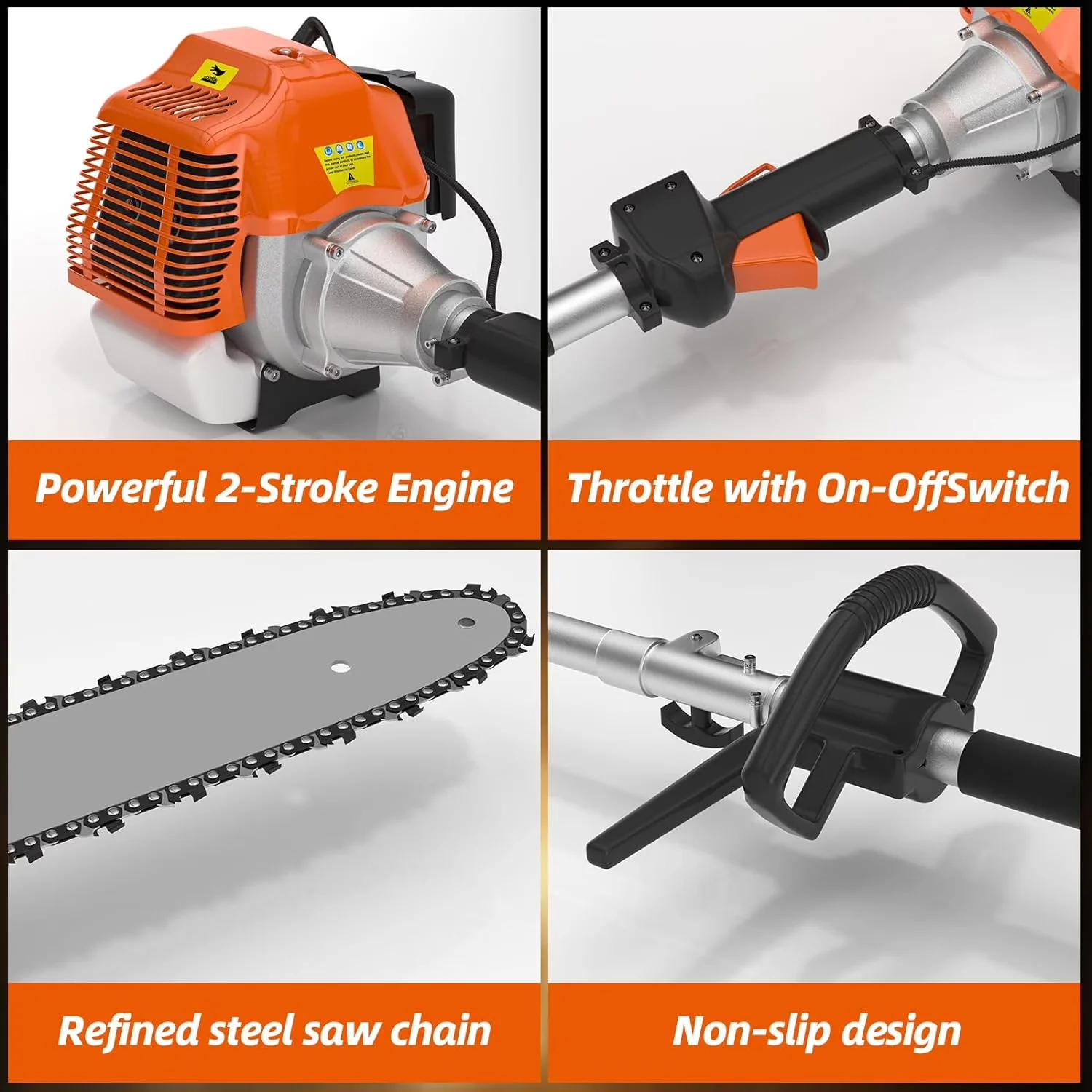 Pole Saw Innovative with Chain Brake, Replaceable Cutting Blade, 48CC Gas Powered Saws - Model D381AC