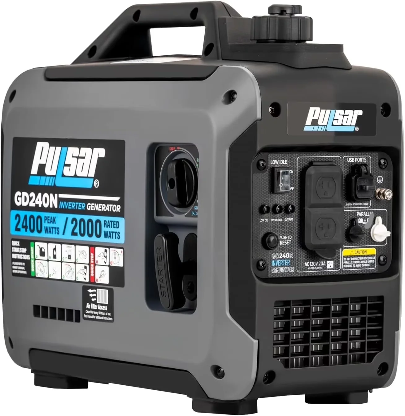 Generator Versatile with 2400W, Usb Port, Gas Powered - Low Maintenance Model A96036