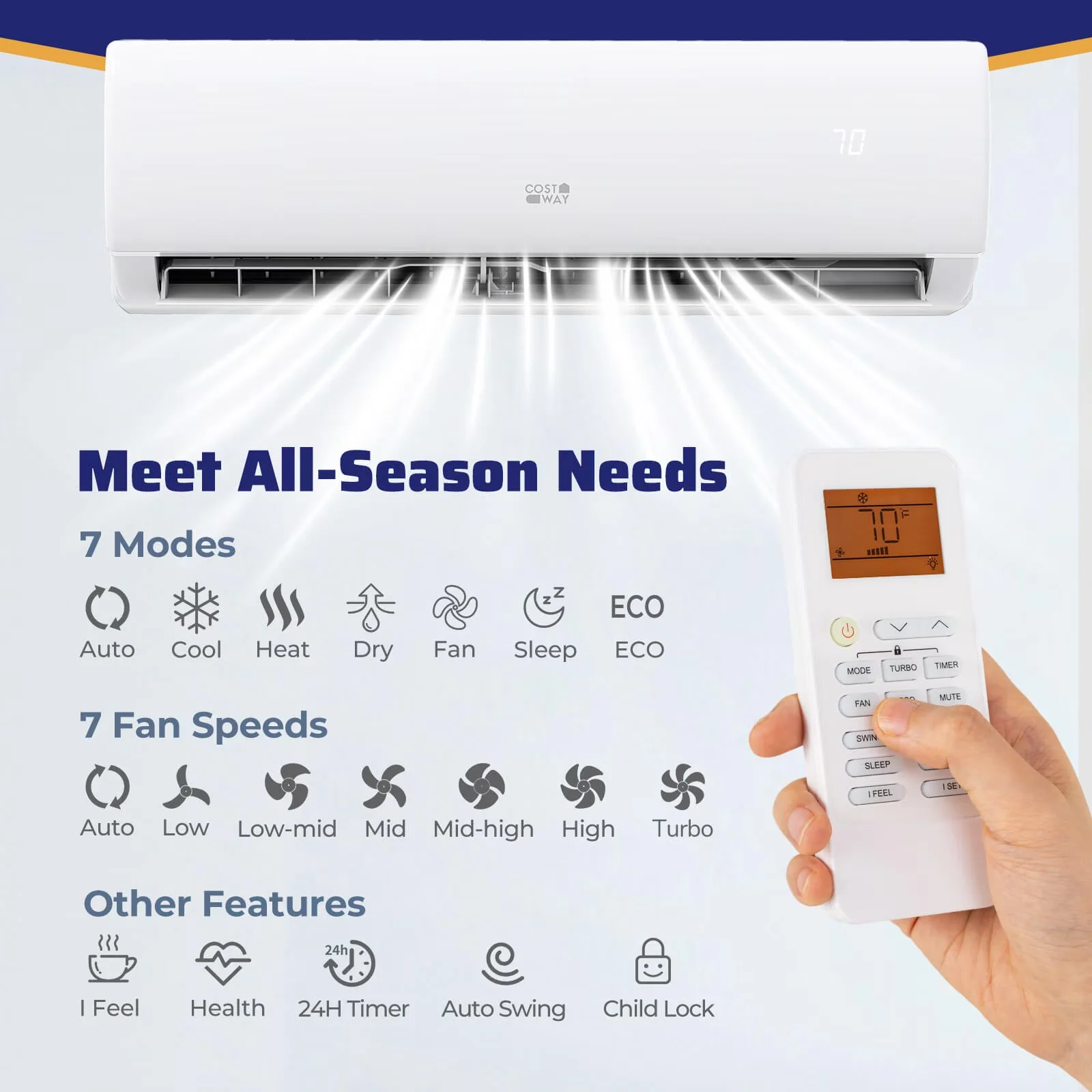 Air Conditioner Stylish with 23000 BTU, Remote Controlled, Alexa - White Model B9B57D