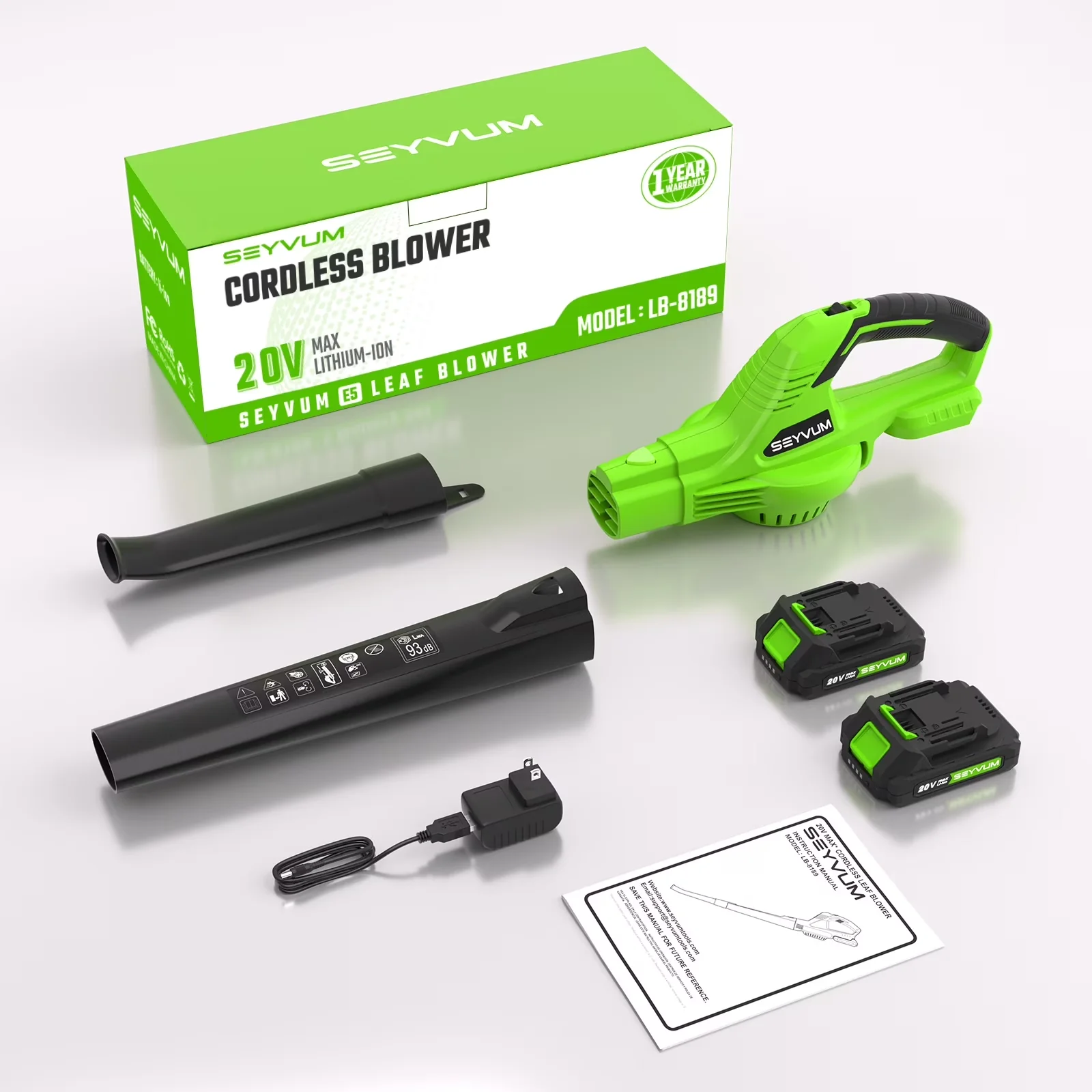 Efficient Leaf Blower with Battery, 20V, Electric for Multiple Applications - Model E3683B