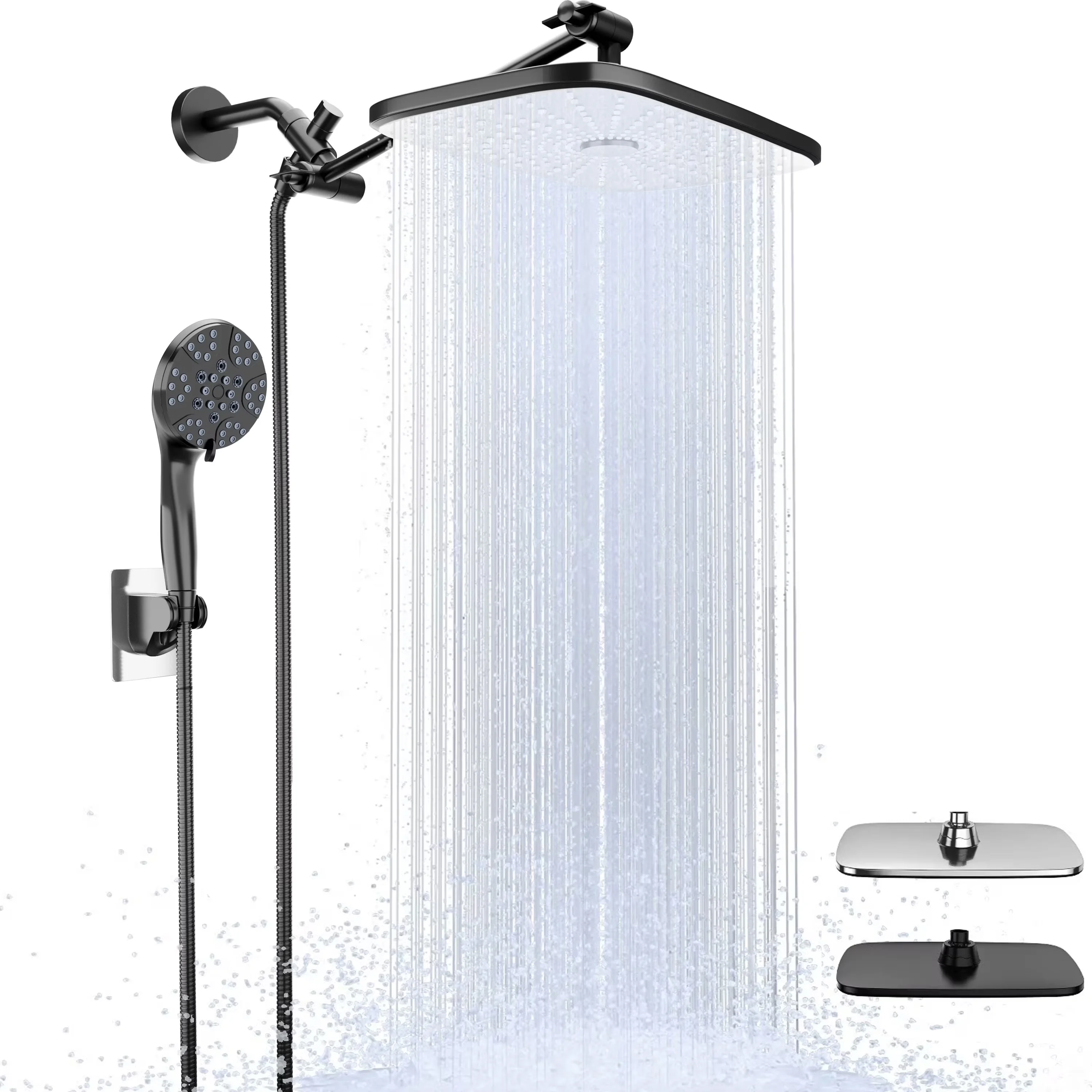 Shower Head Professional with Easy Installation, 180 Degree Swivel - Stainless Steel Black Model 40BBAD