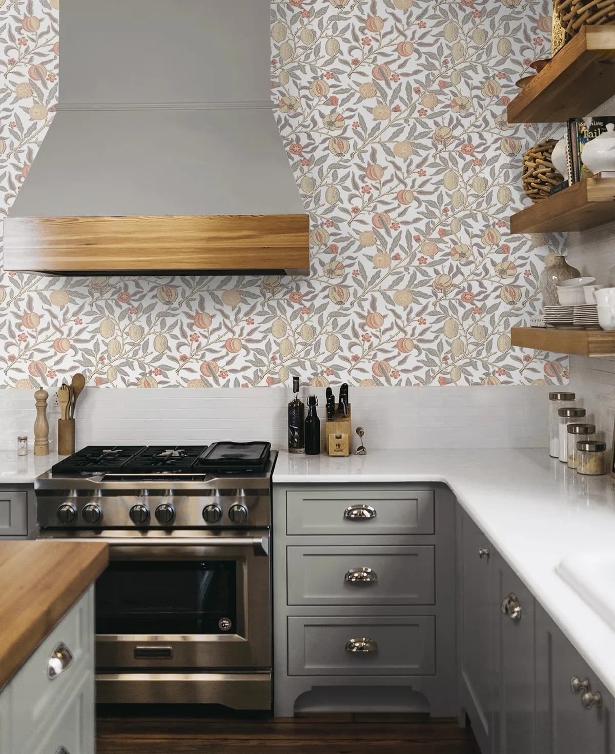 Efficient Wallpaper with Removable, Daydream Grey & Melon - Gray Self-Adhesive Vinyl Model BD2EF3