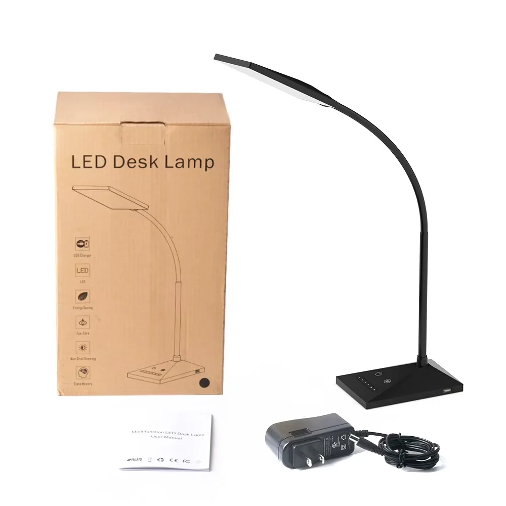 Stylish Desk Lamp with LED, Gooseneck - Black for Home Office, Bedroom Model 7C0A8D
