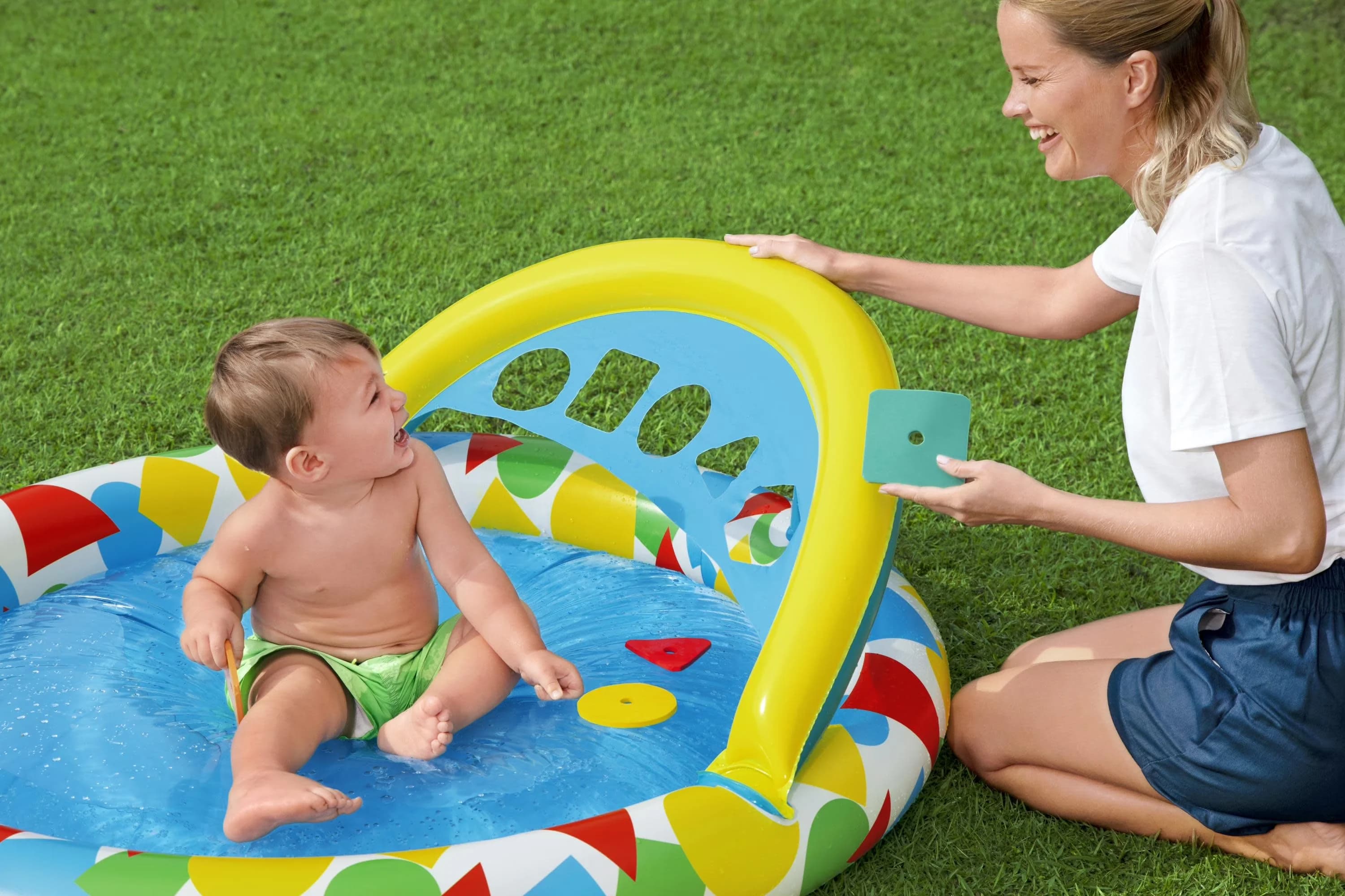 Modern Inflatable Pool with Splash & Learn Kiddie 47” x 46” x 18”, Perfect for kids, ages 4+ months, Quick and easy setup process -... Model 850729