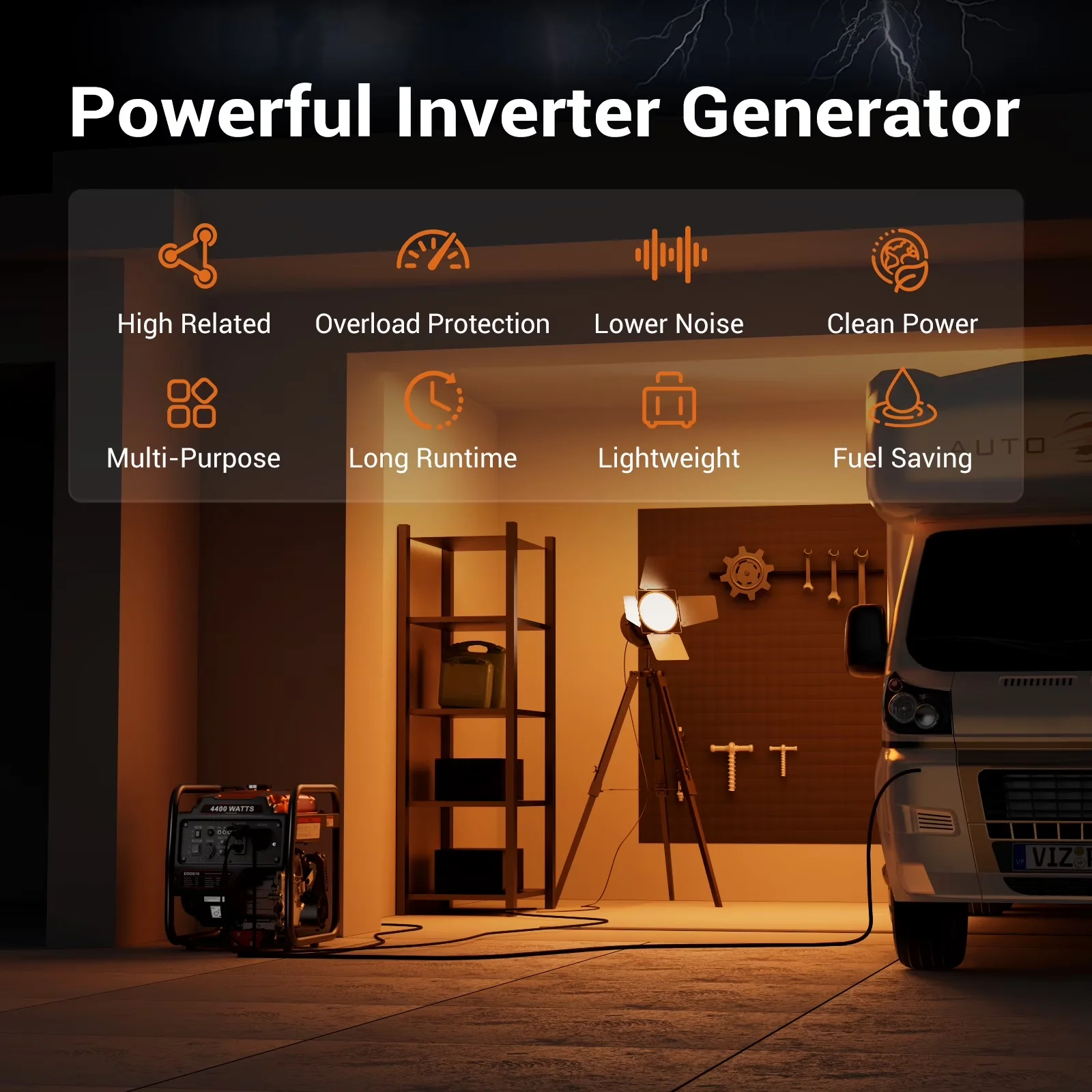Classic Generator with 4400W, Low Oil Shutdown, Gas Powered for Home, Outdoor - Model 73A746