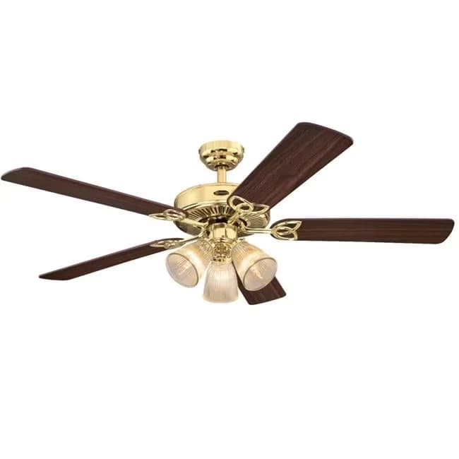 Classic Ceiling Fan with LED, Traditional, Dimmable - Clear Ribbed Glass Bronze Model 3BC527