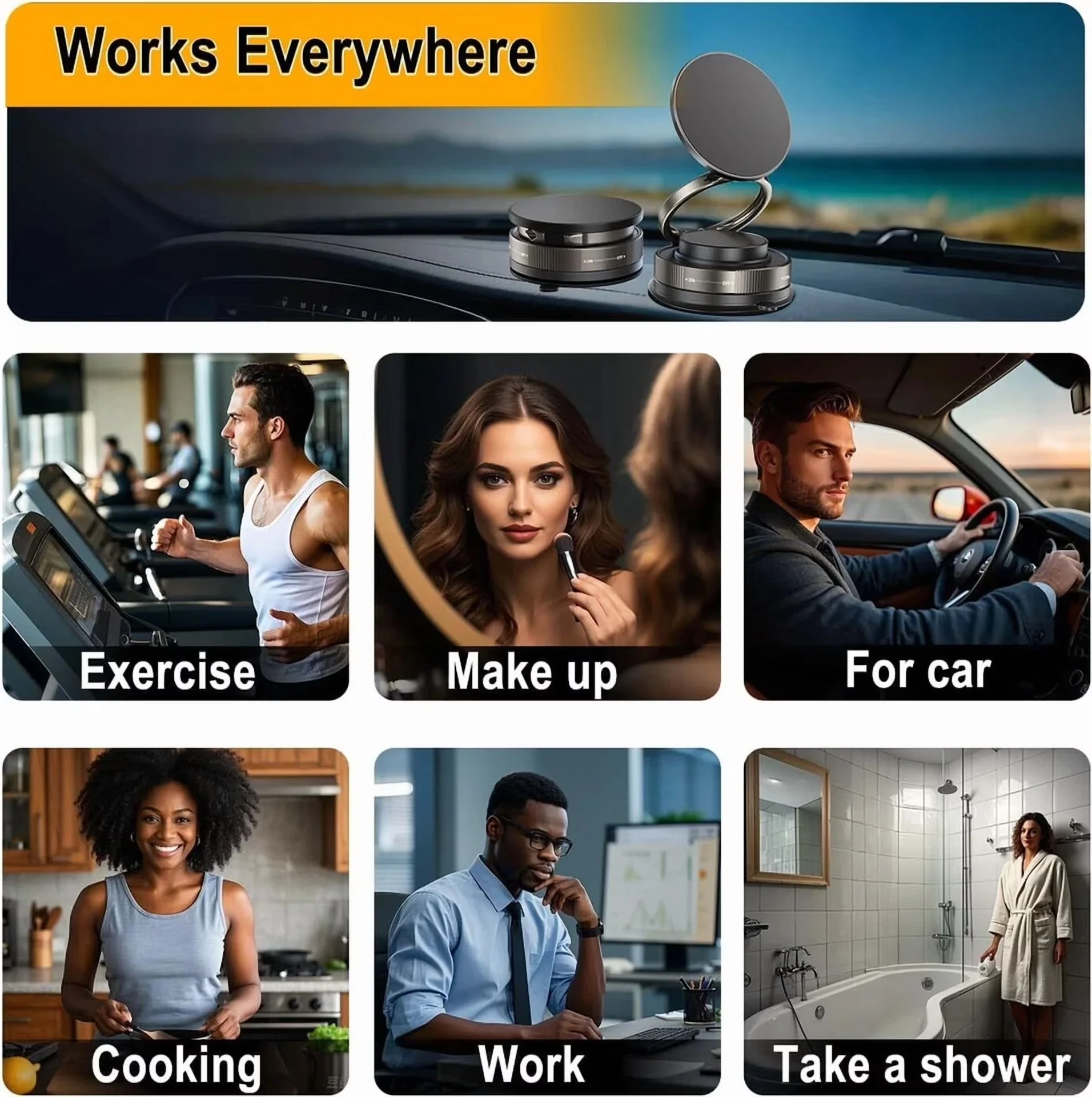 Versatile Home Gym with Mobile Stand, Vacuum Magnetic Phone Holder Stand for Car - Model 18D3E5