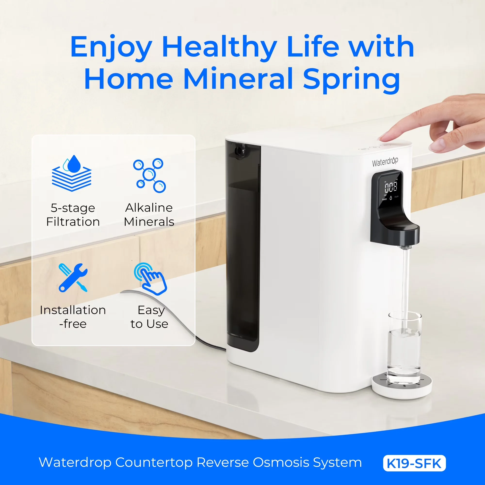 Water Filtration Professional with Automatic Shut Off, Alkaline Minerals - Model 77A005