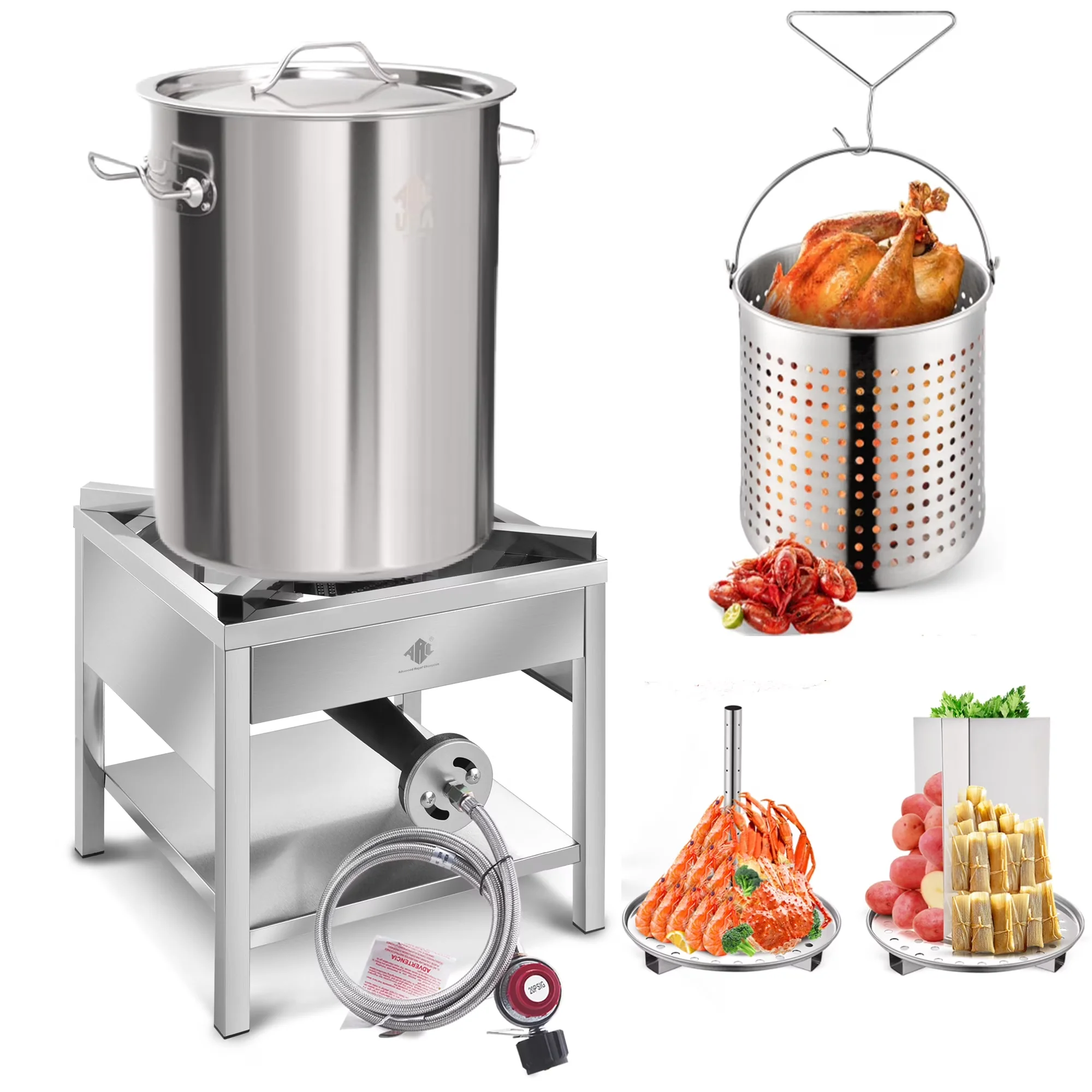 Professional Outdoor Fryer with 200000 BTU, 32QT Stainless Steel Pot - Stainless Steel Model 34E23C