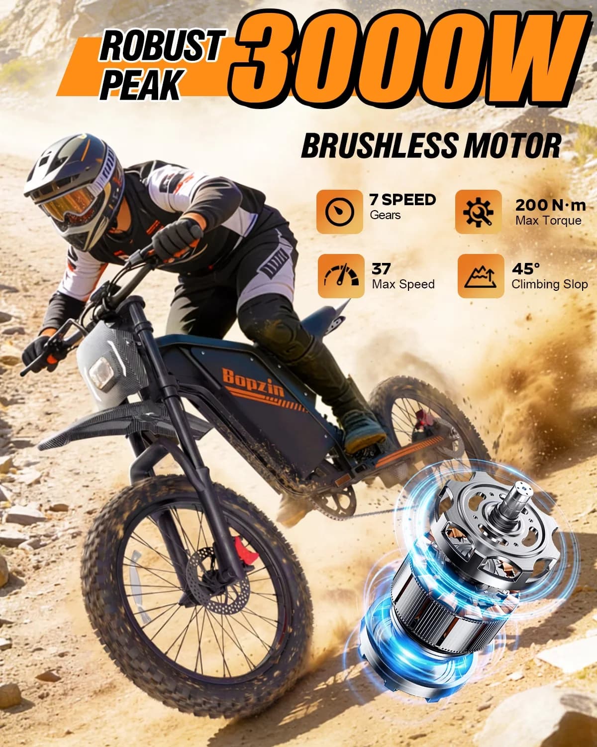 Quality Electric Bike with Battery, 3000W, 60V - Low Maintenance Model 9E5E89