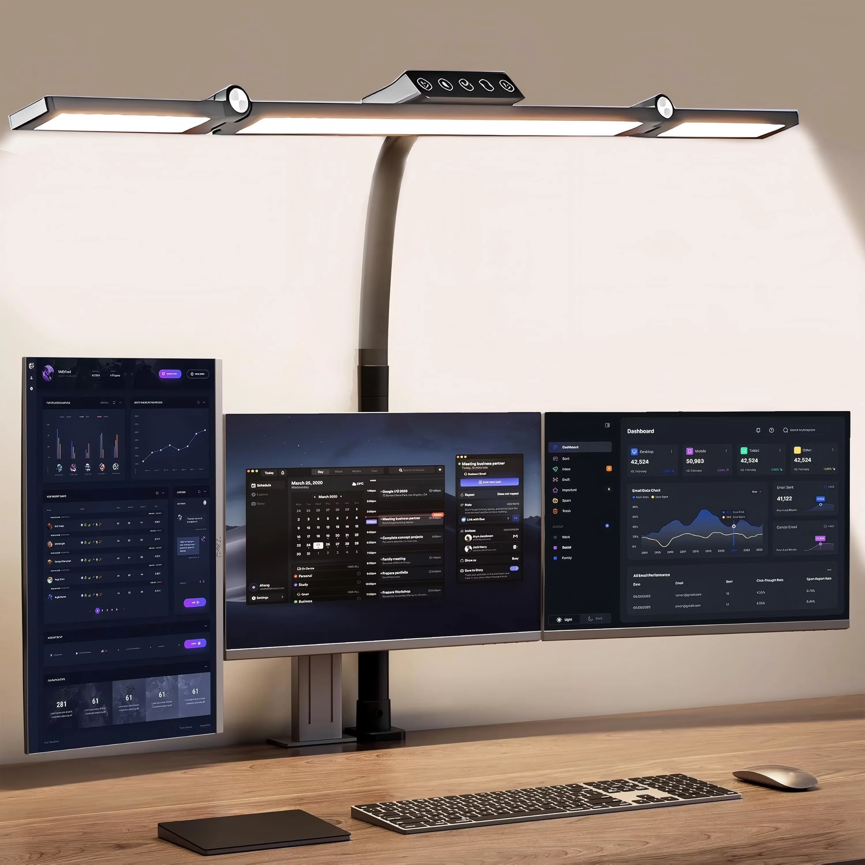 Premium Desk Lamp with LED, 24W, Large Lamps - Black Metal for Home Office Model 5A5A6E