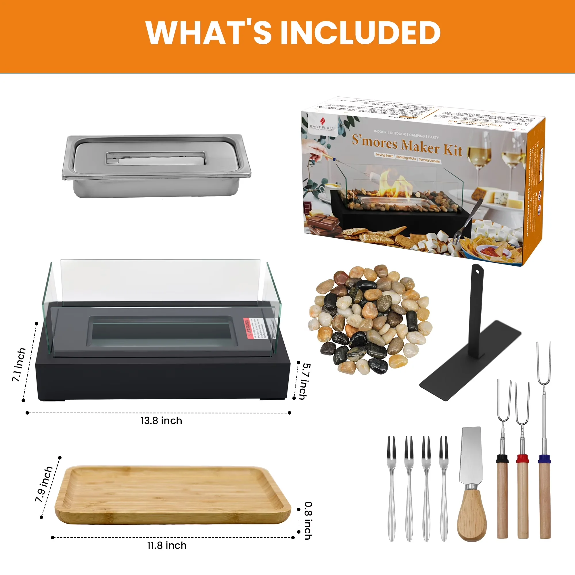 Premium Outdoor Heating with Flameless Heater, Safer DIY Marshmallow Roaster, Charcuterie Serving Kit - Beige Model 49DDBC