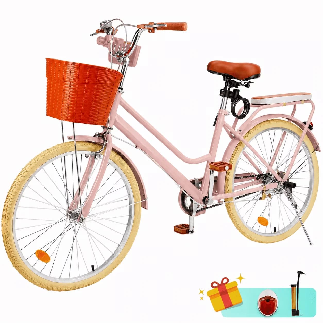 Cruiser Bike Essential with Adjustable Handlebar Height, Adjustable Seat Height - Pink Model F37E48