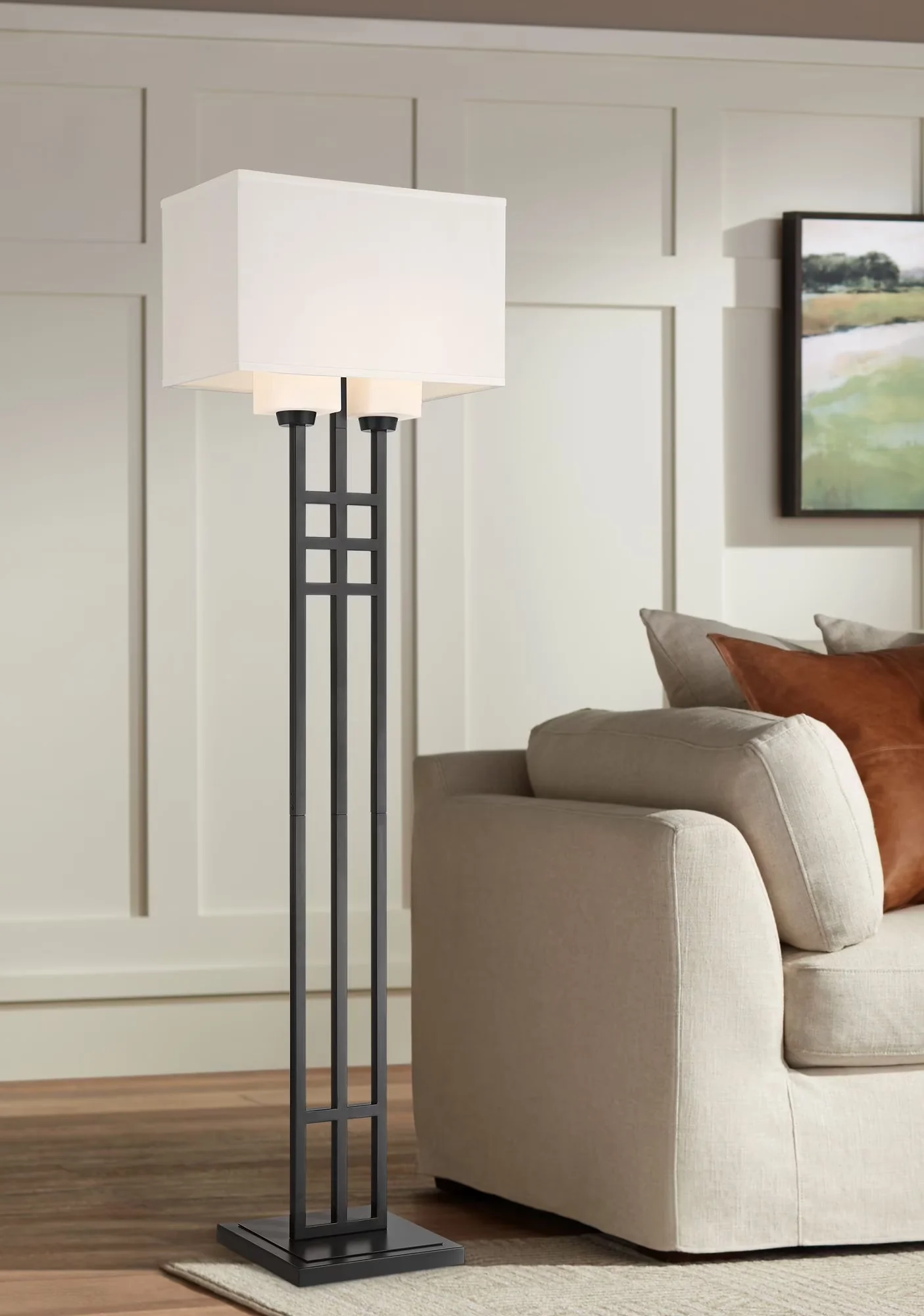 Essential Floor Lamp with LED, Farmhouse - Metal Black for Living Room, Bedroom Model 0D494F