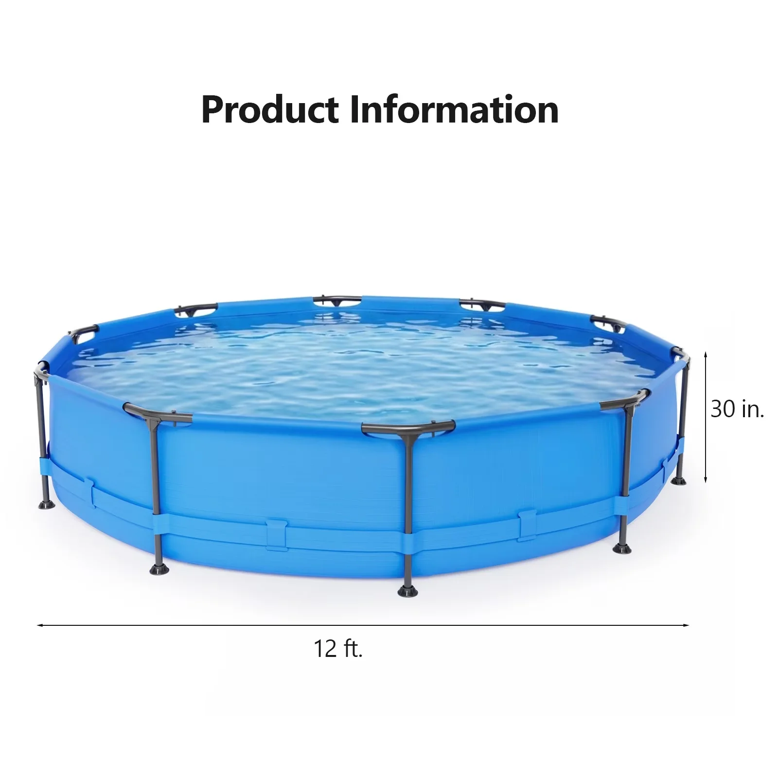 Above Ground Pool Versatile with Sturdy Blue Iron Frame - 12FT - Low Maintenance Model 1FDE9E