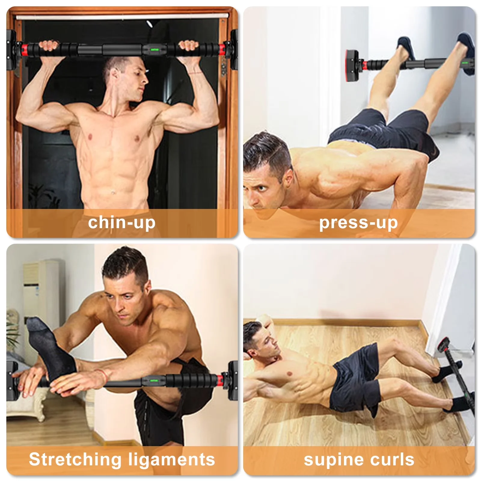 Durable Home Gym with Adjustable, 【No Screws, No Drilling】, Pull up Bar - Kohlenstoffstahl for Home, Indoor Model 8FC97E