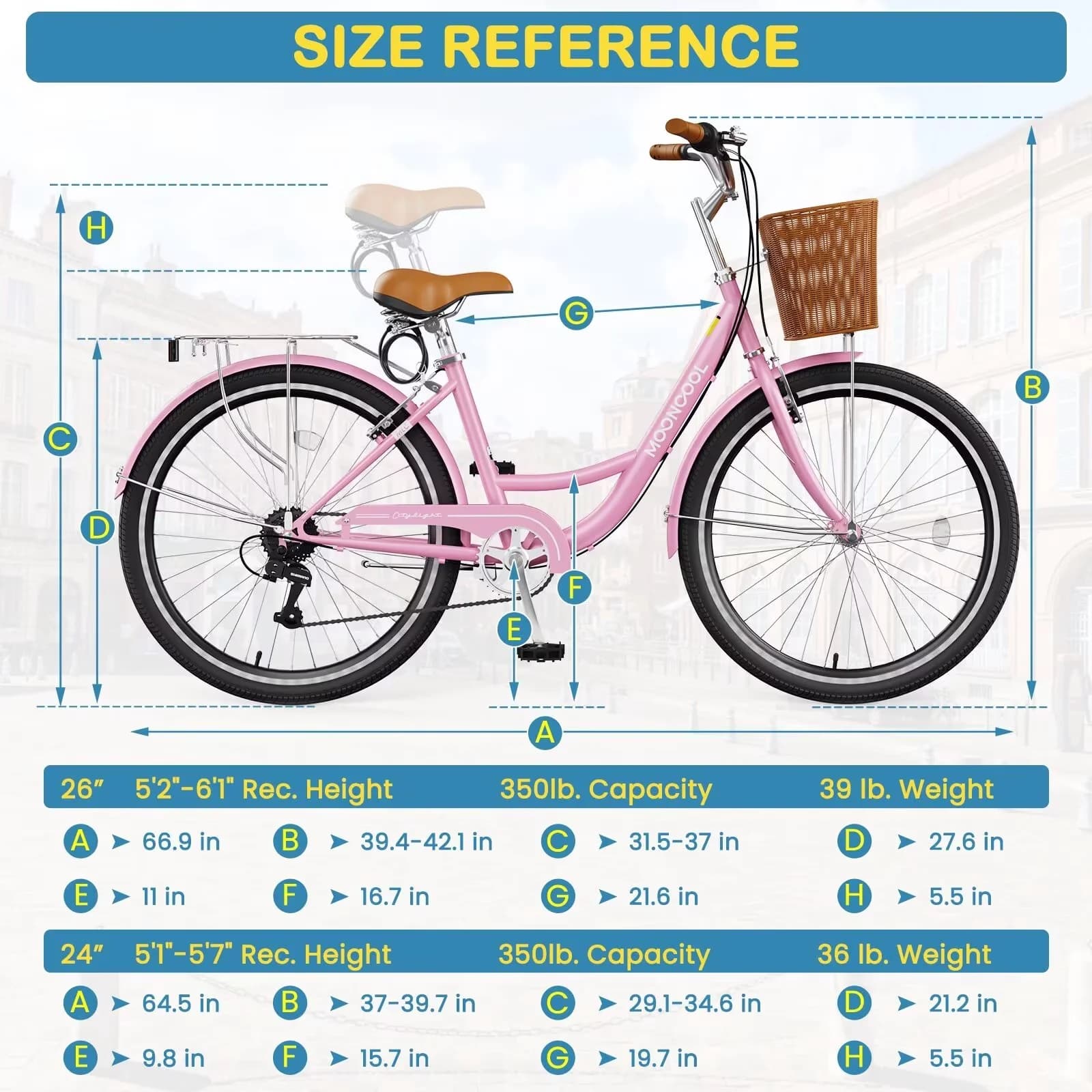 Compact Cruiser Bike with Battery, Adjustable Seat Height, Adjustable Speed - Pink Model B740F9