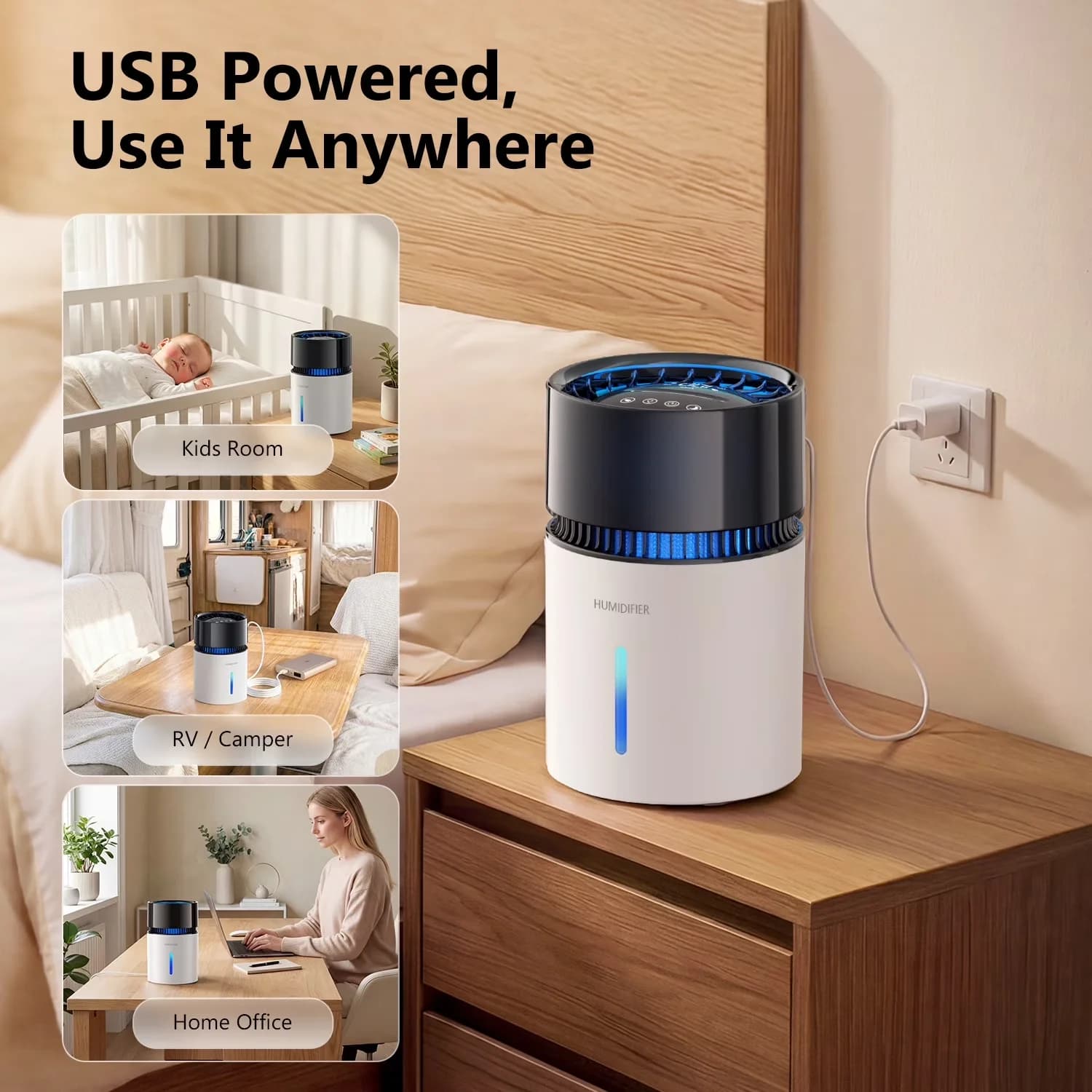 Sleek Humidifier with Purifies Air, Filter, 3L Evaporative - White for Home Office Model CC9CED
