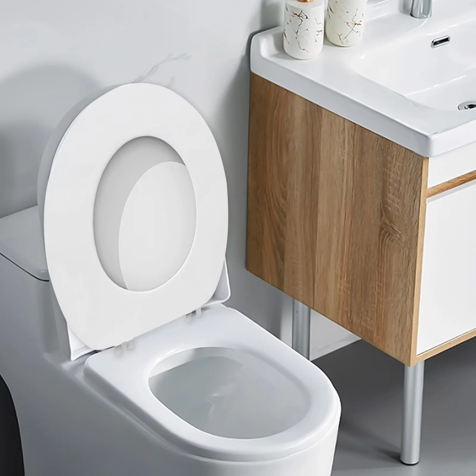 Classic Toilet Seats And Lid with Easy To Install, Fits All Standard Size Fixtures, Comfort Foam Cushioning - Plastic White Model 4DDE3C