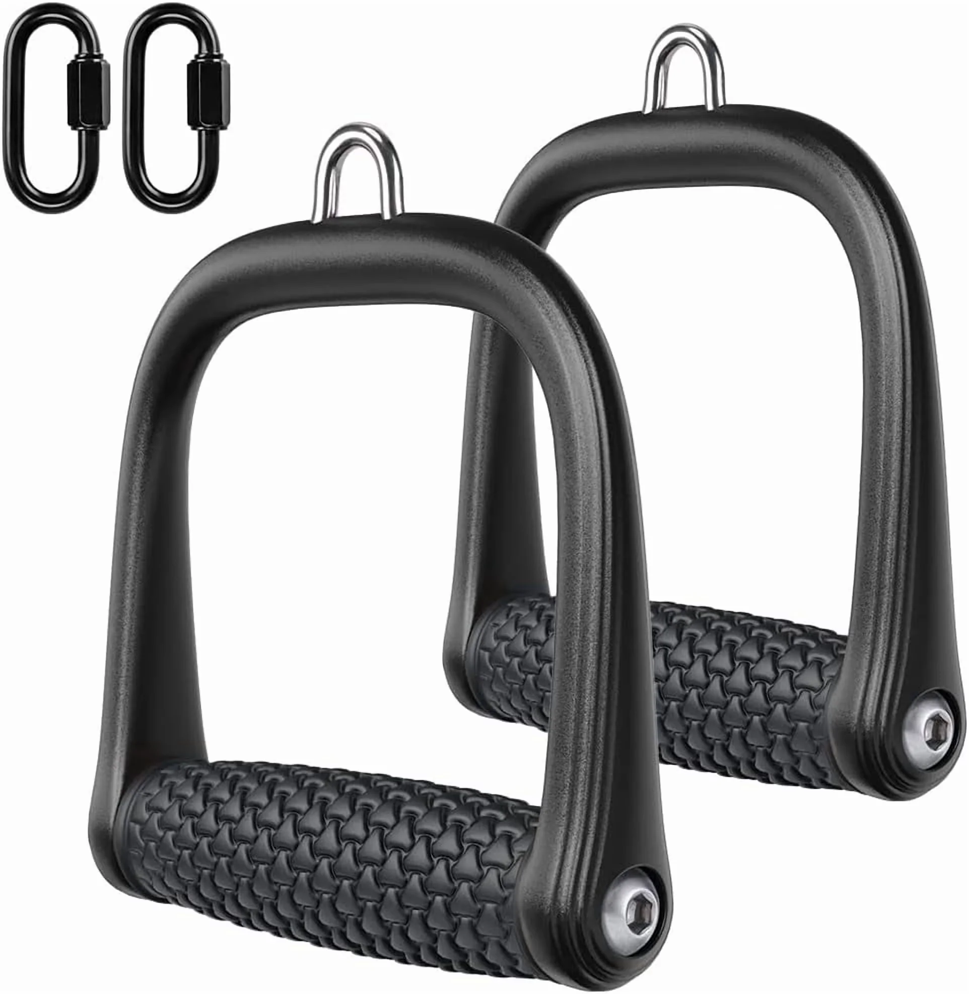 Home Gym Accessory Essential with Heavy Duty, Solid Aluminum Alloy Non-Slip Grip, D Handle Cable Attachment - Black Aluminum,... Model CBCD20