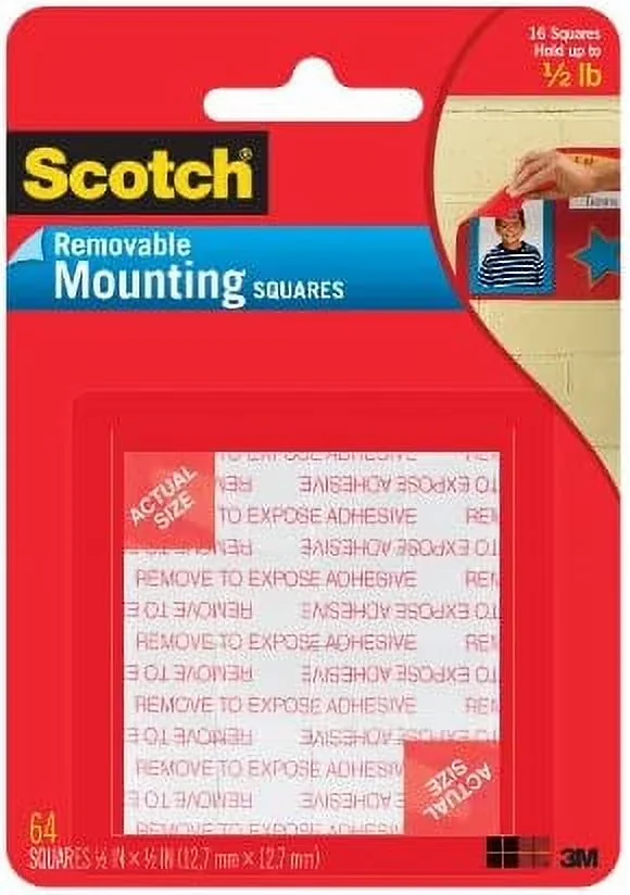 Durable Damage-Free Hanging with Mounting Squares, 1/2 in. x 1/2 in, Black - Foam Gray Model 055326