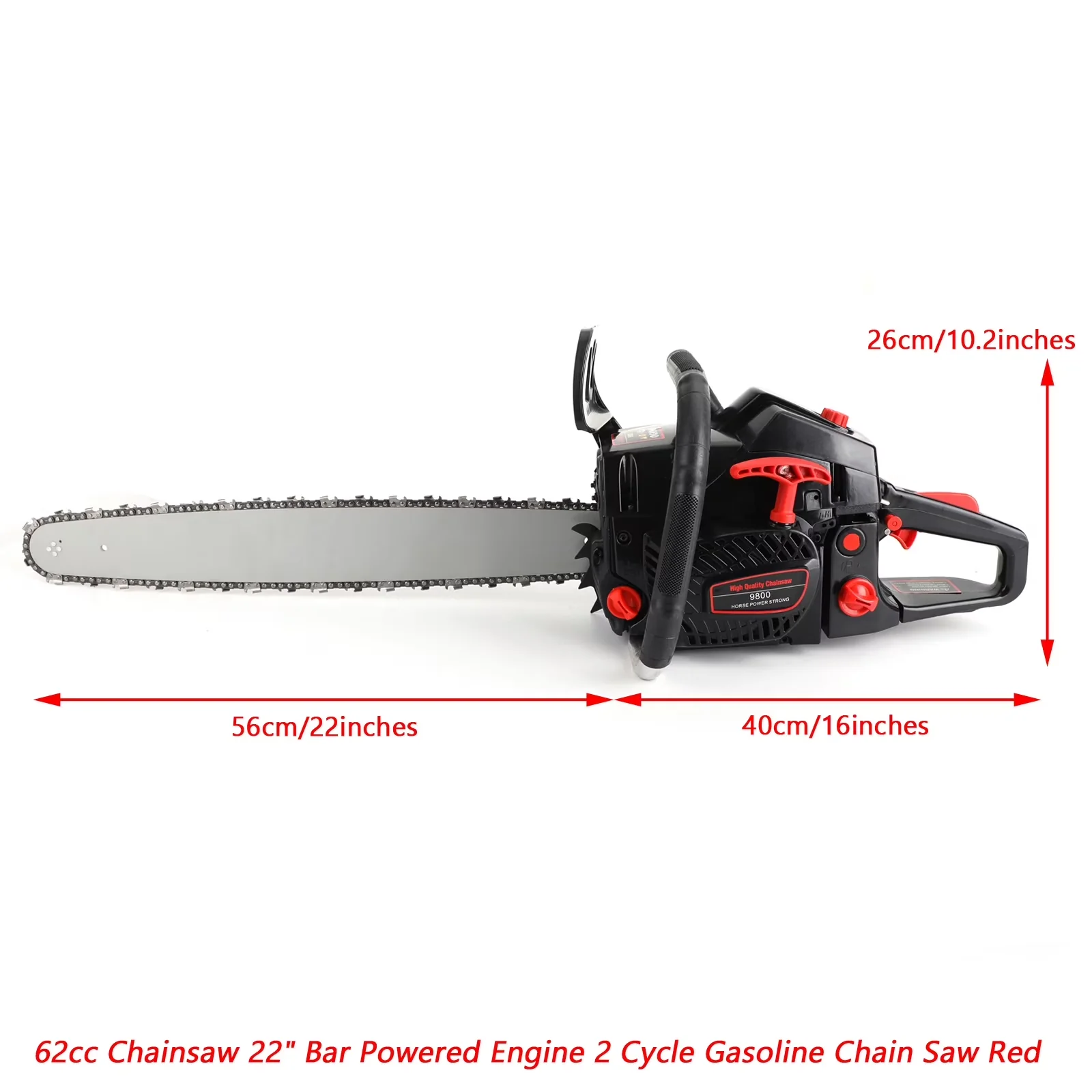 Classic Chainsaw with Anti-Vibration, Chain Brake, Automatic Chain Oiler - Red for Garden Model 9EADB3