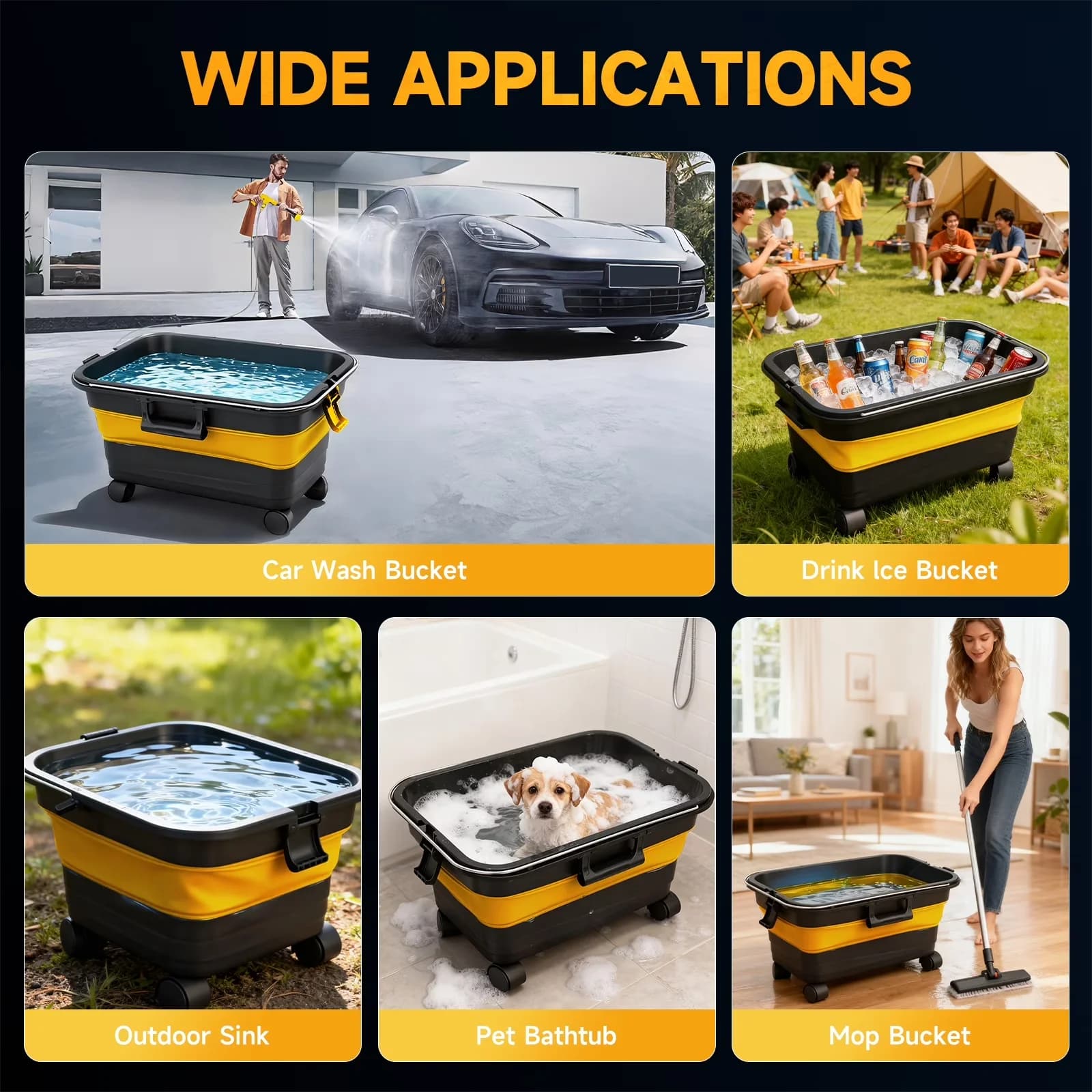 Pressure Washer Reliable with Battery, Adjustable Wand, Foldable Water Container for Car, Patio - Model 7AE0E8