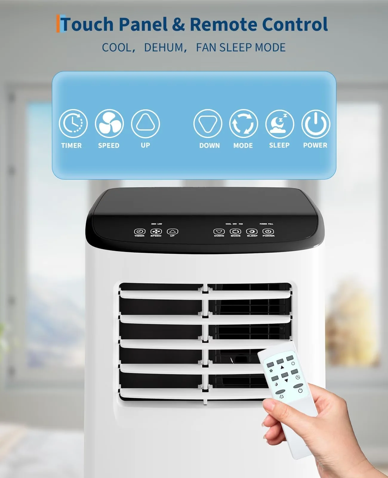 Durable Air Conditioner with 8000 BTU, Remote Controlled, Portable - White Model 7633C1