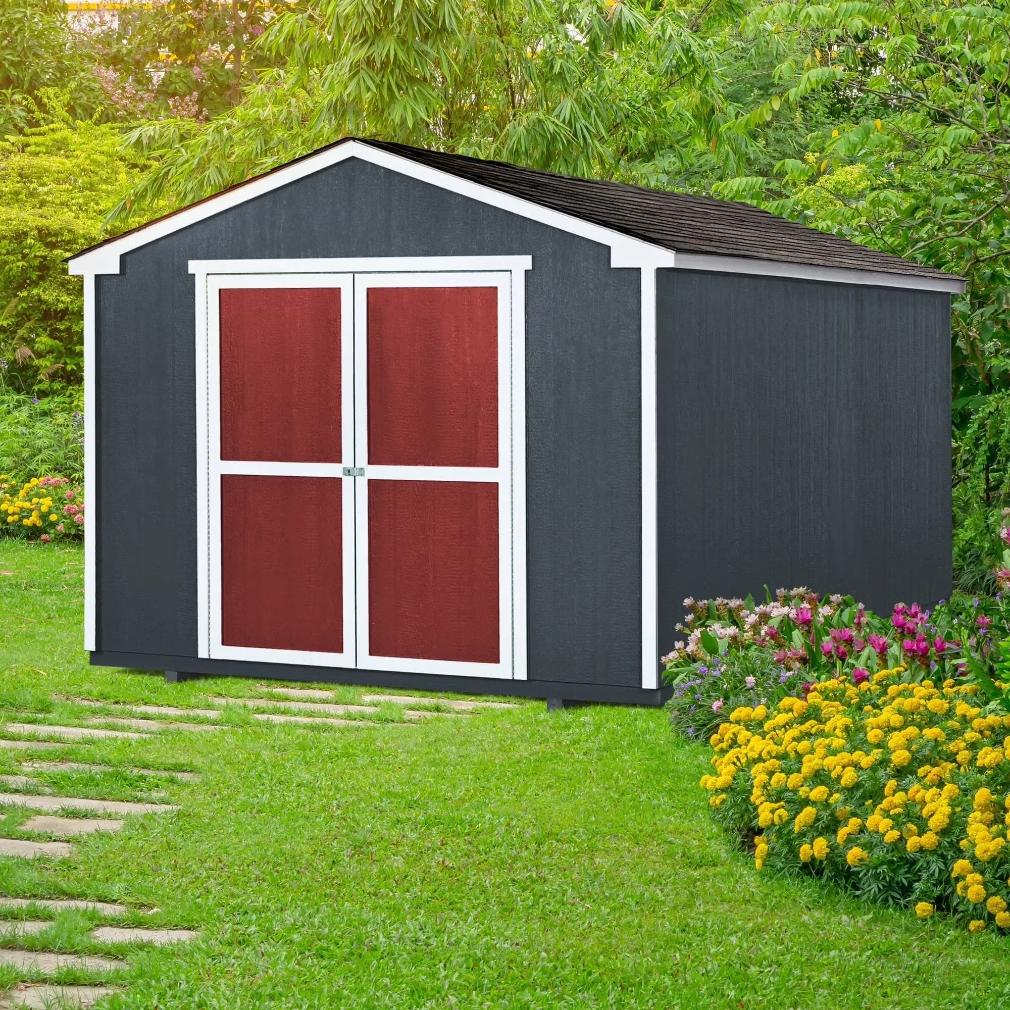 Essential Shed with Paintable, Smartside (160 sq. ft.), Curbside delivery only - Wood Brown Model 419F2F