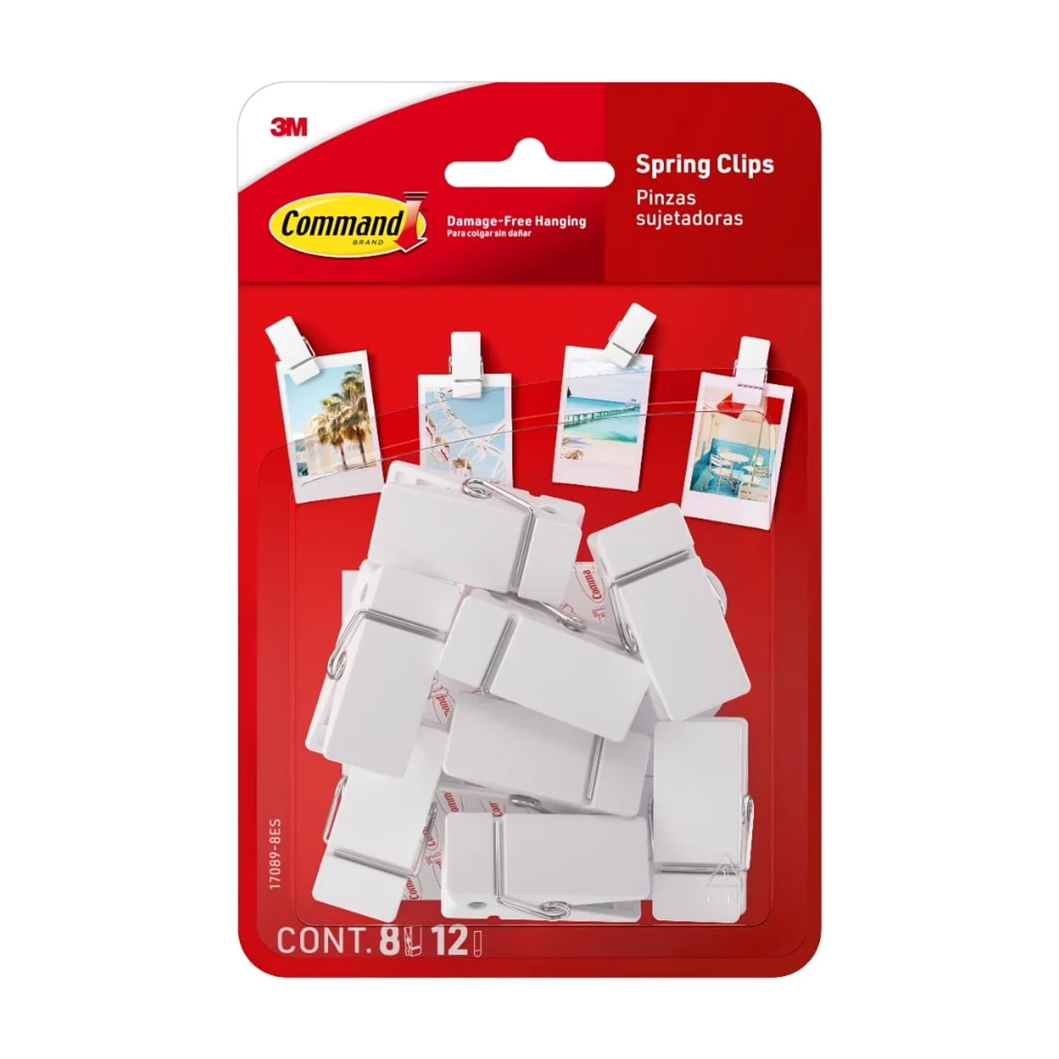 Damage-Free Hanging Classic with Wall-Mountable, Spring Clips, 8 Clips - Plastic S Model D2367E