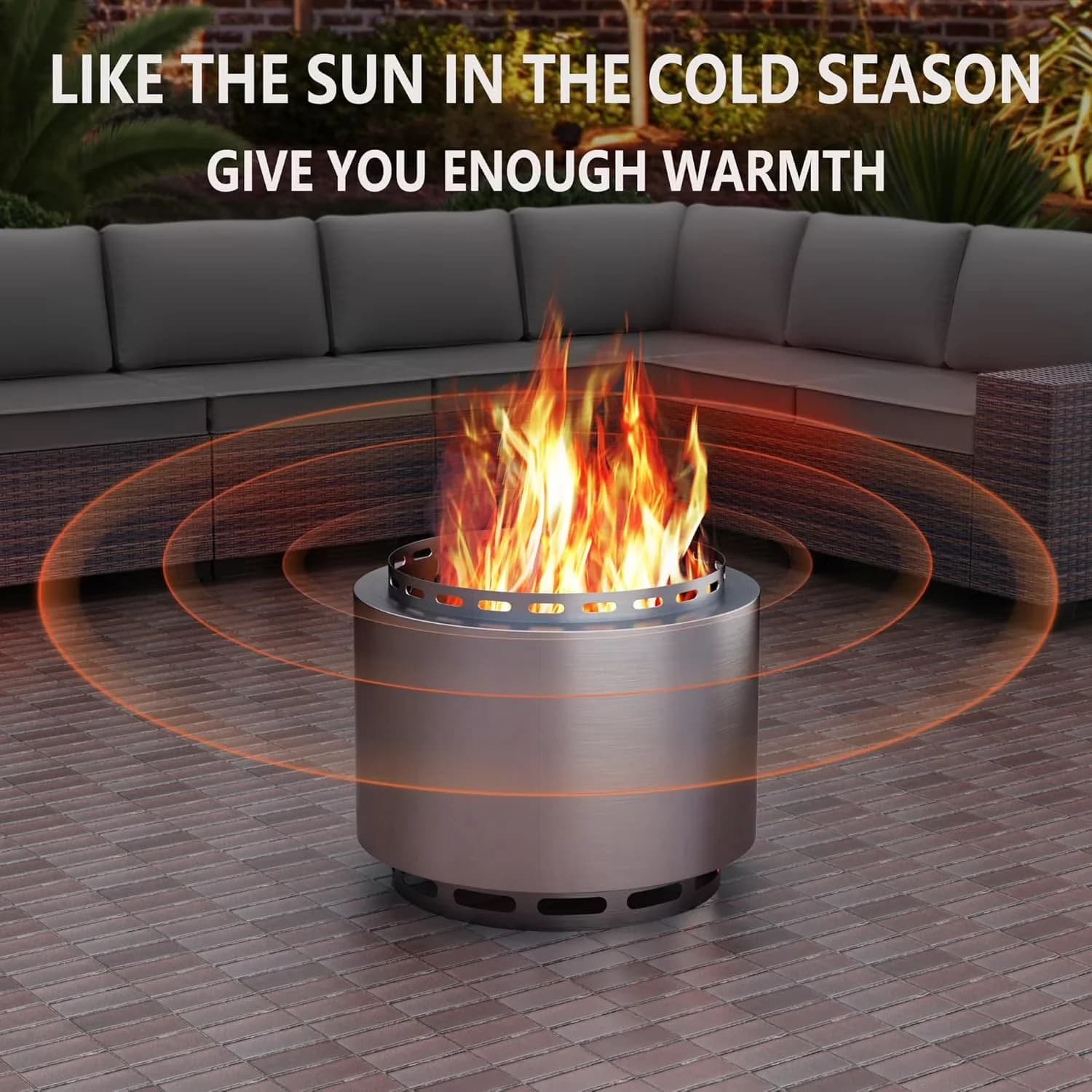 Professional Outdoor Heating with Portable, Wood Burning Fire Pit, Weather Resistant Cover - Silver Stainless Steel for Camping, Patio Model 6FAC8A