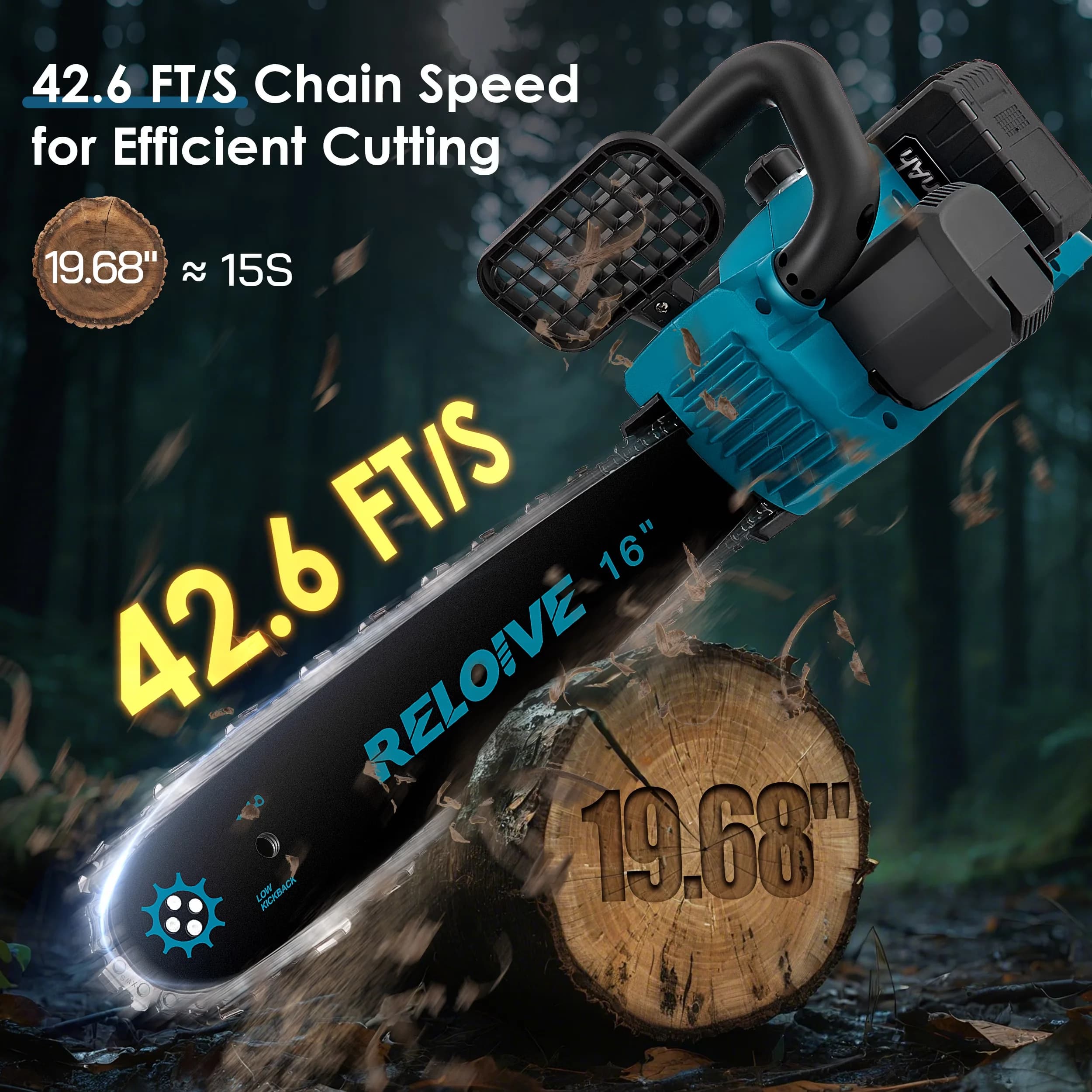 Chainsaw Premium with Battery, Chain Brake, Automatic Chain Oiler - Black Model 738D70